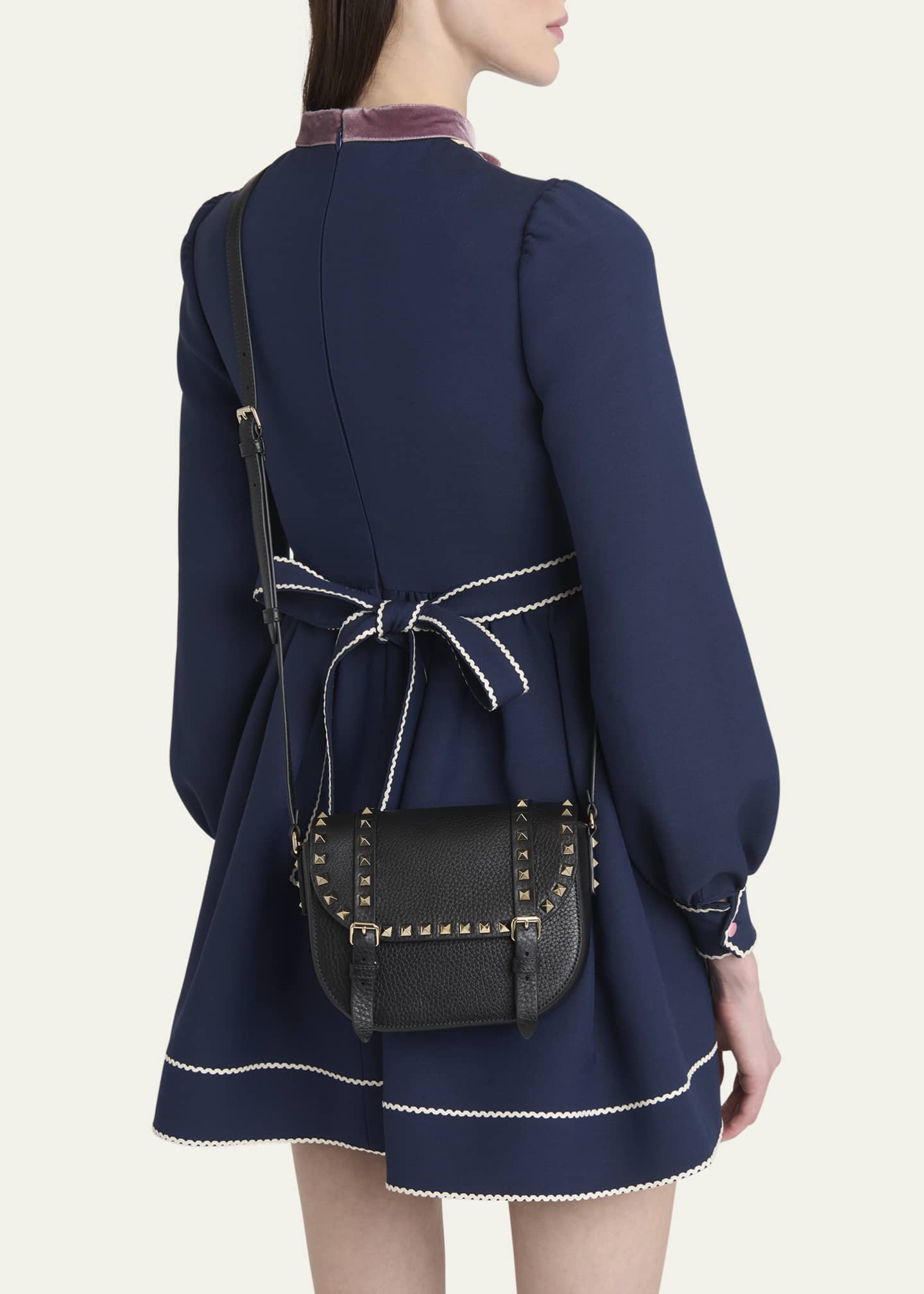 Valentino Garavani Small Rockstud Leather Saddle Crossbody