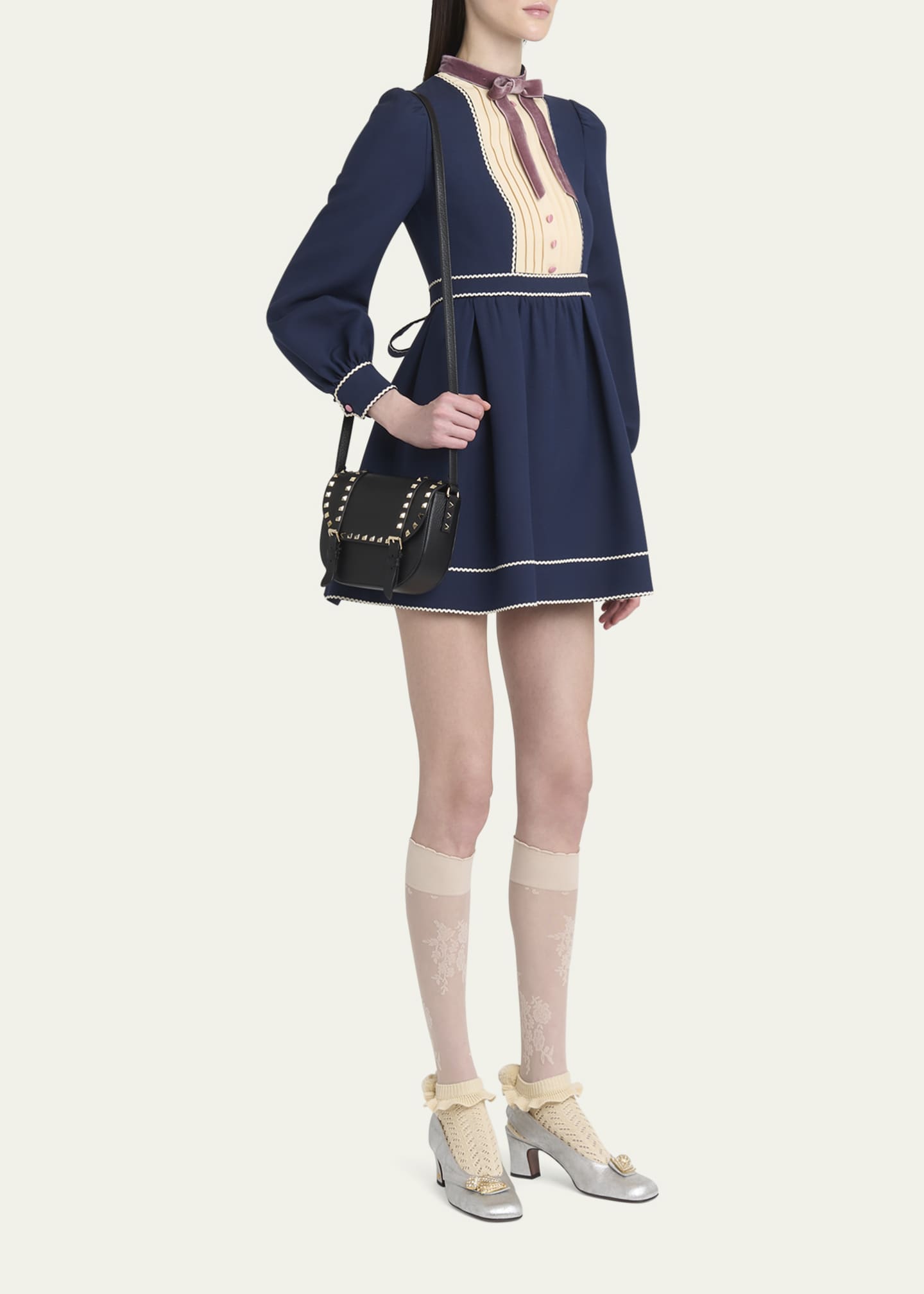 Rockstud Small Leather Saddle Crossbody Bag