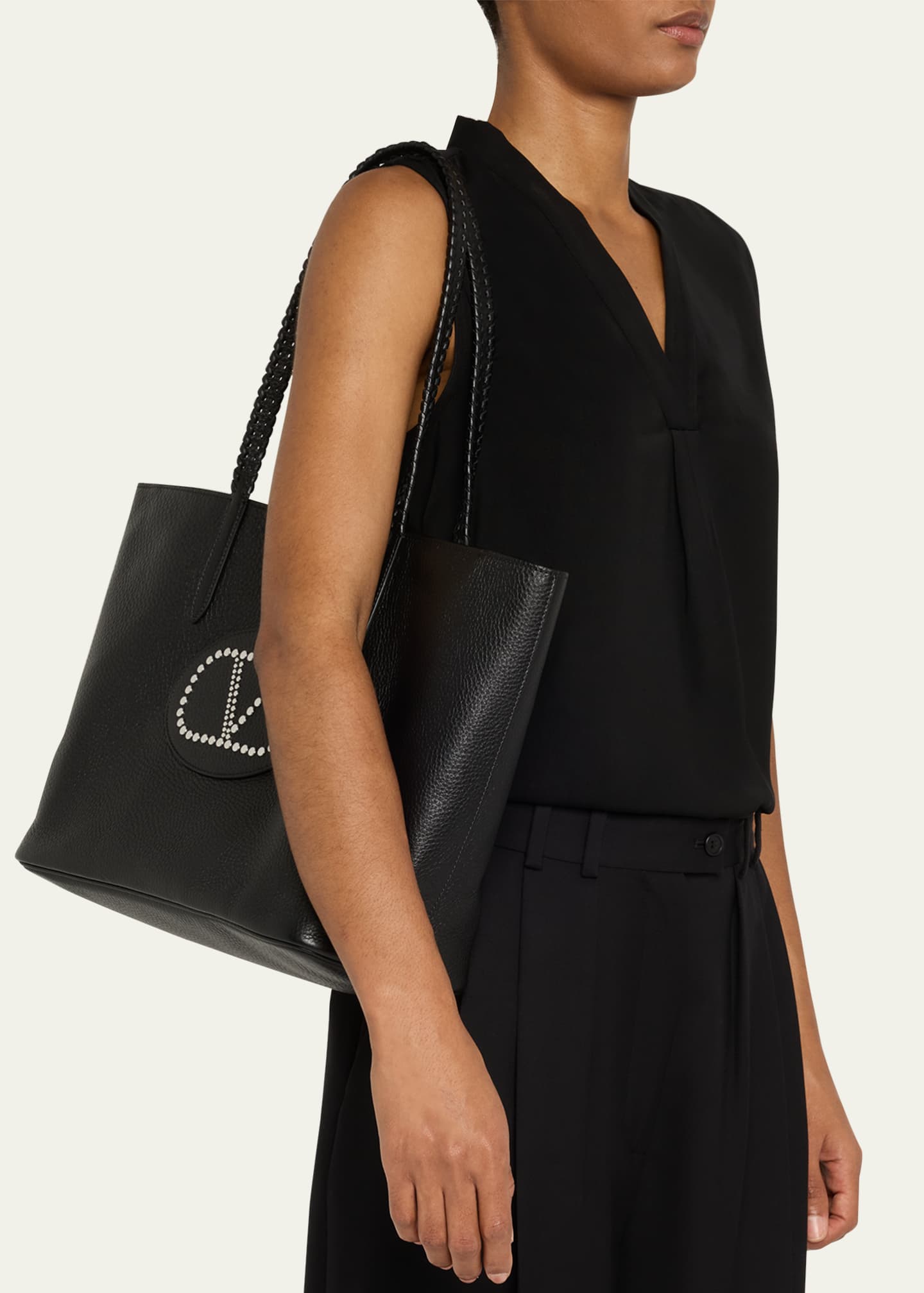 Avec Toi Rivet VLOGO Leather Tote Bag