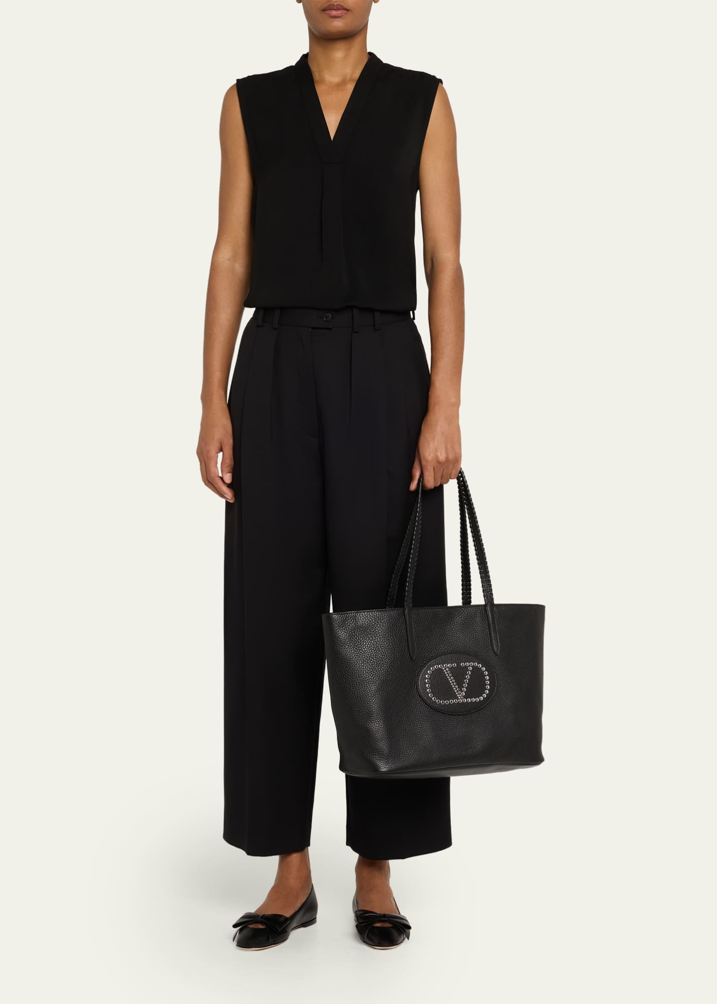 Avec Toi Rivet VLOGO Leather Tote Bag