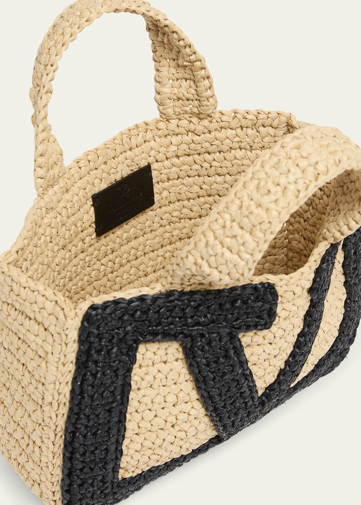 Valentino Garavani Viva Superstar Crochet Raffia Small Tote Bag Image 5 of 6