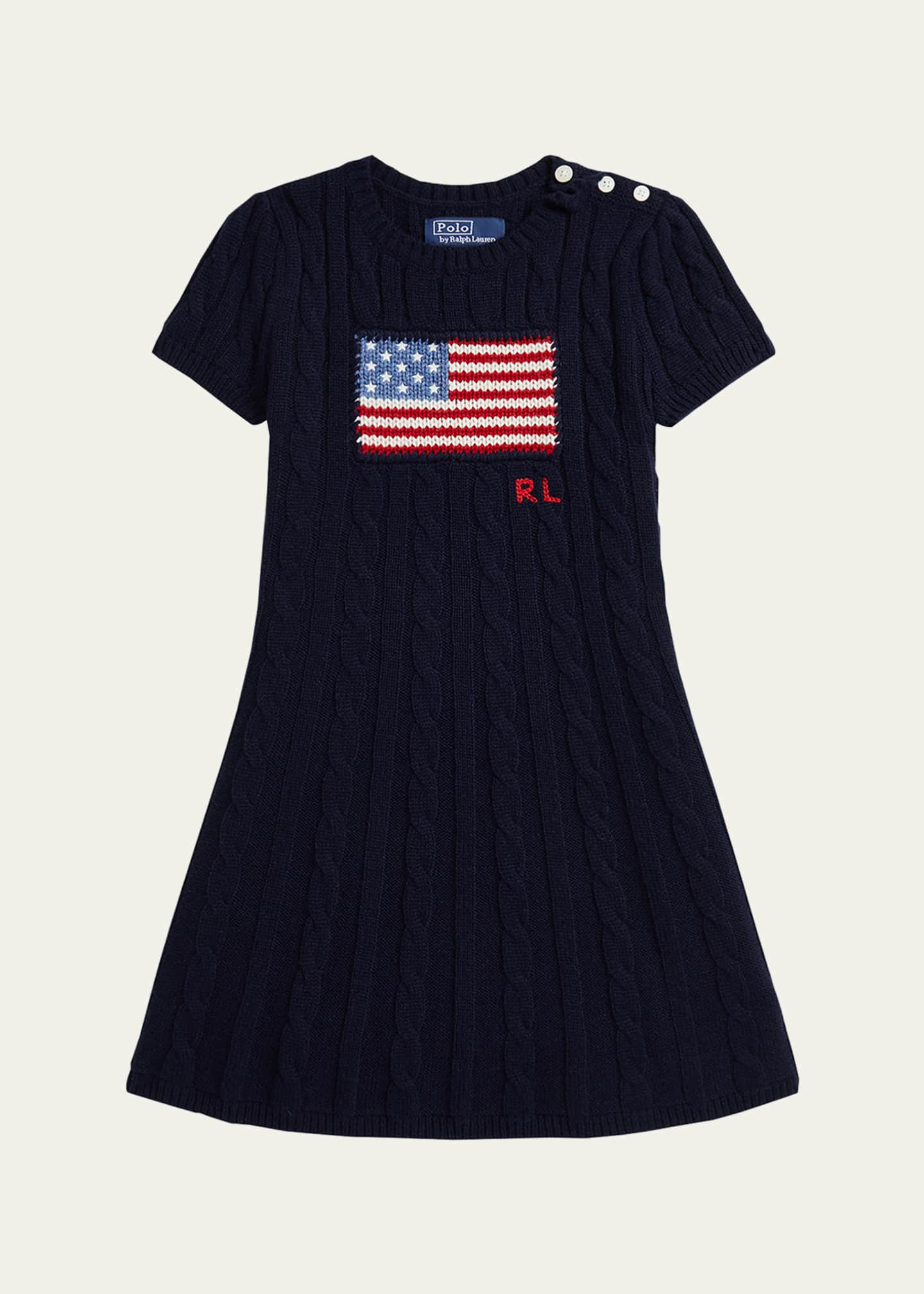 Polo Ralph Lauren Little Girl's American Flag Cashmere Cable-Knit Dress - Navy - Size 2