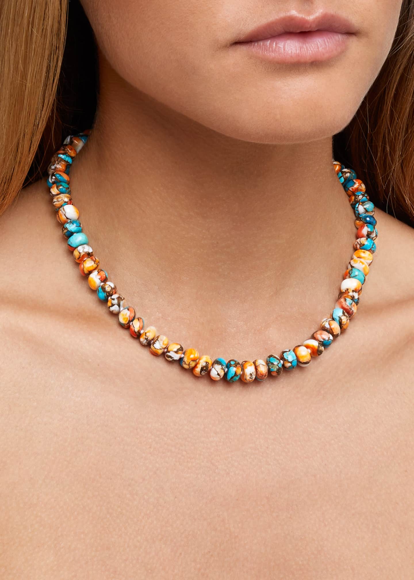 JIA JIA Nevada Kingman Spiny Turquoise Rondelle Necklace in 14K Yellow Gold Image 2 of 2