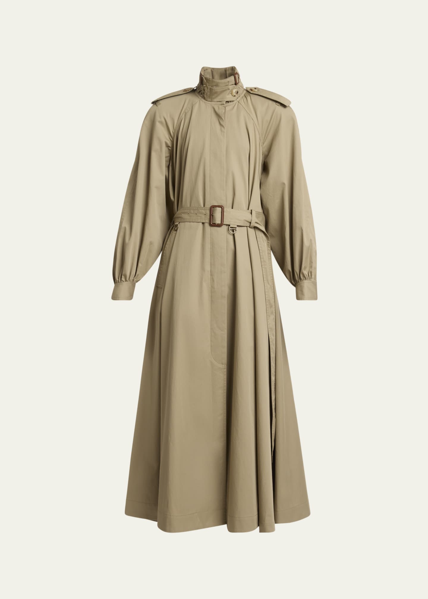 Chloe Long High-Neck Belted Gabardine Trench Coat Image 1 of 5