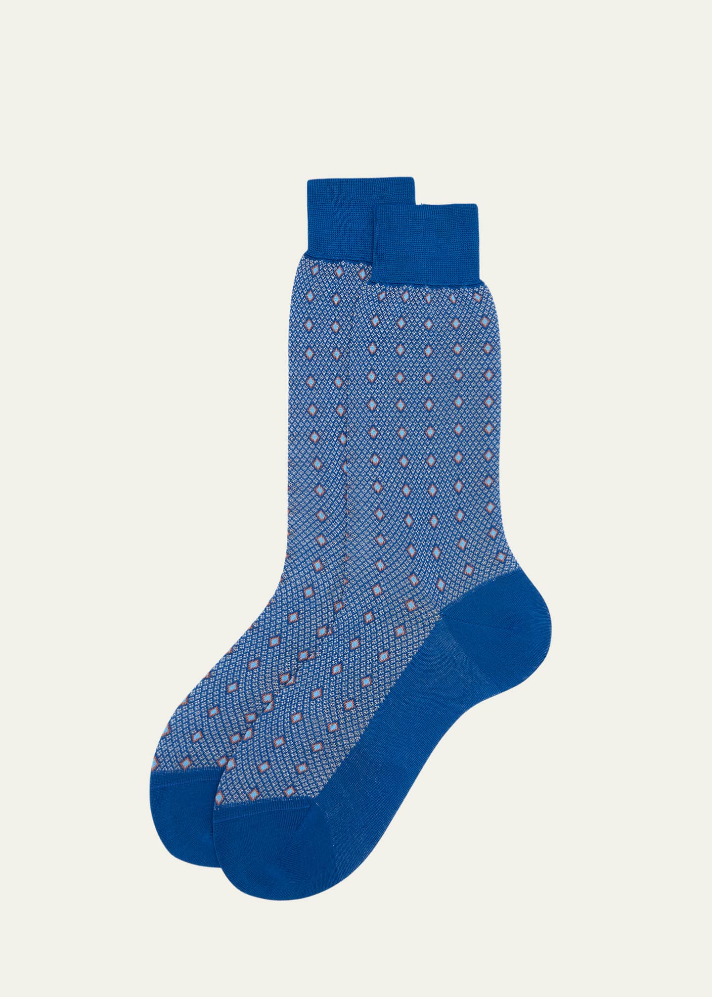 Bresciani Men's Cotton Diamond-Woven Crew Socks Image 1 of 2