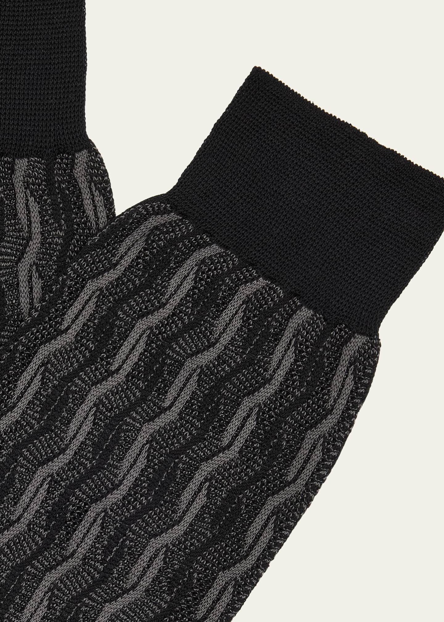Bresciani Men's Cotton Cable Weave Crew Socks Image 2 of 2