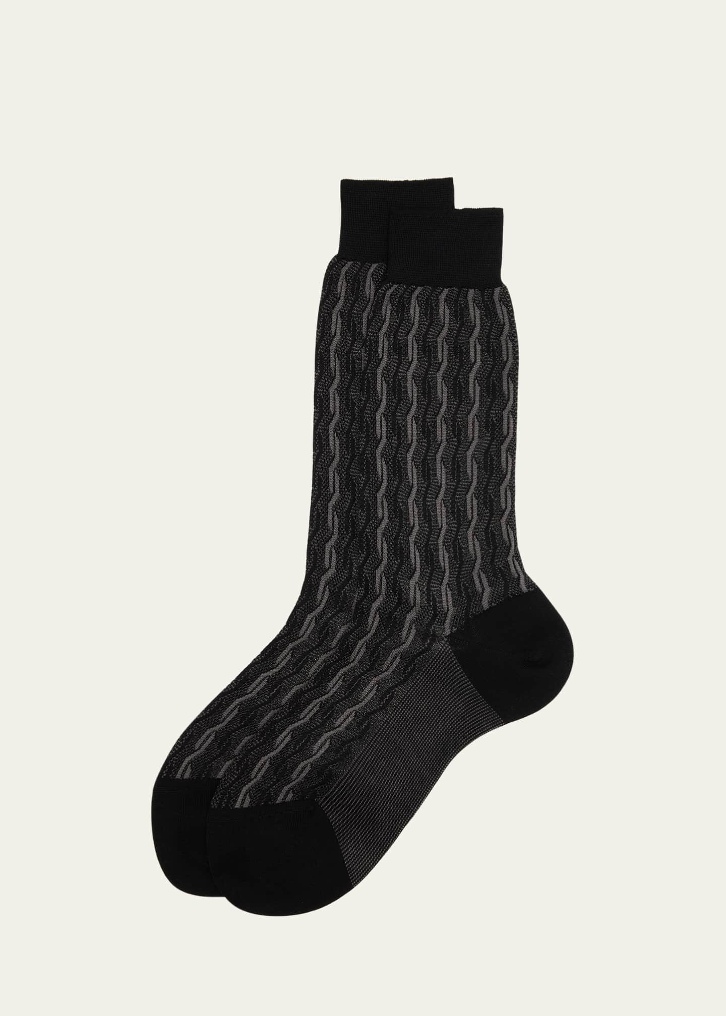 Bresciani Men's Cotton Cable Weave Crew Socks Image 1 of 2