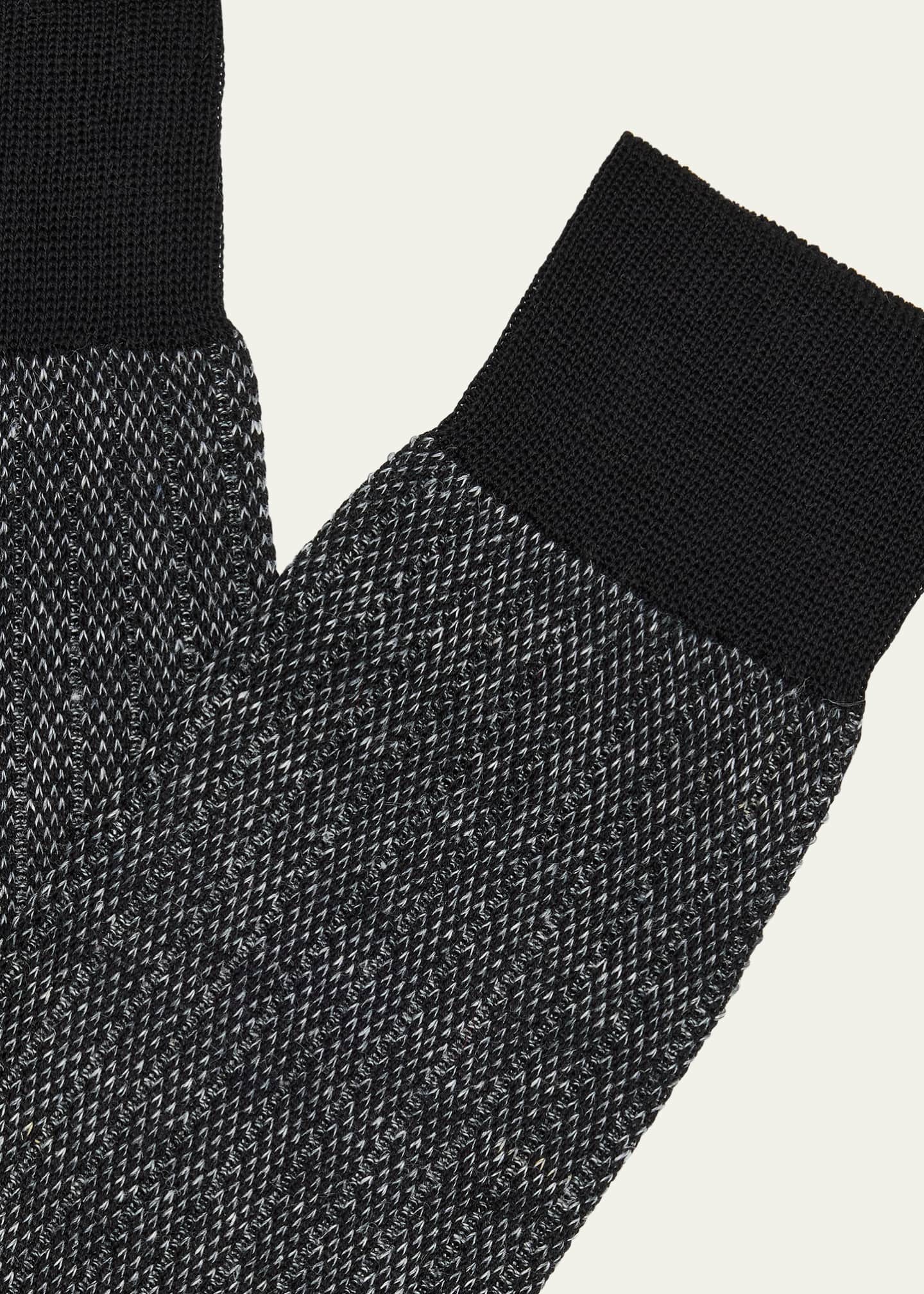 Bresciani Men's Cotton and Linen Birdseye Rib Crew Socks Image 2 of 2