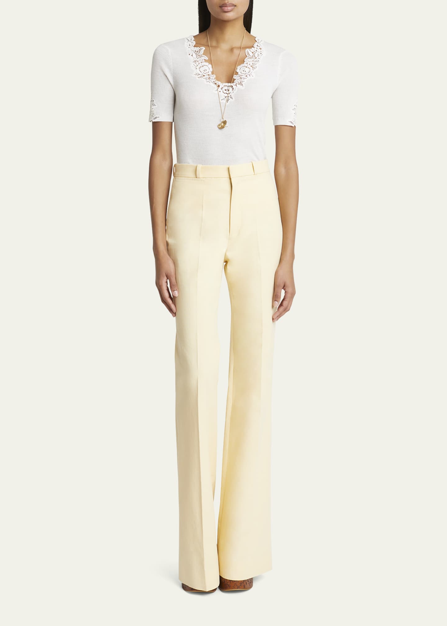 Chloe Floral Guipure Lace V-Neck Fitted Top Image 2 of 5