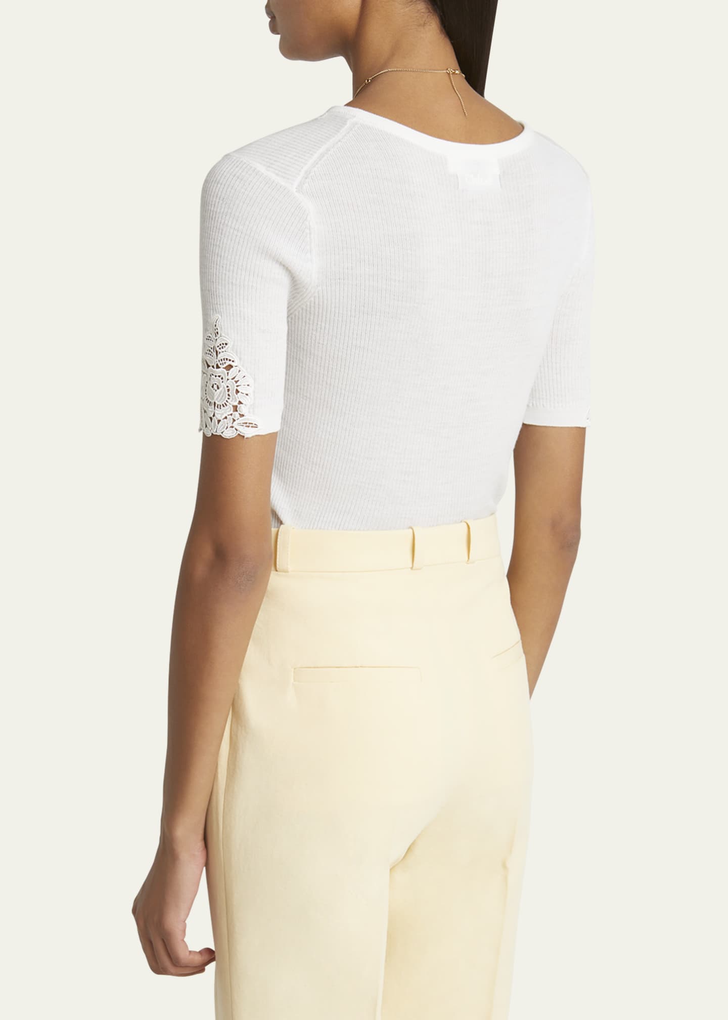 Chloe Floral Guipure Lace V-Neck Fitted Top Image 3 of 5