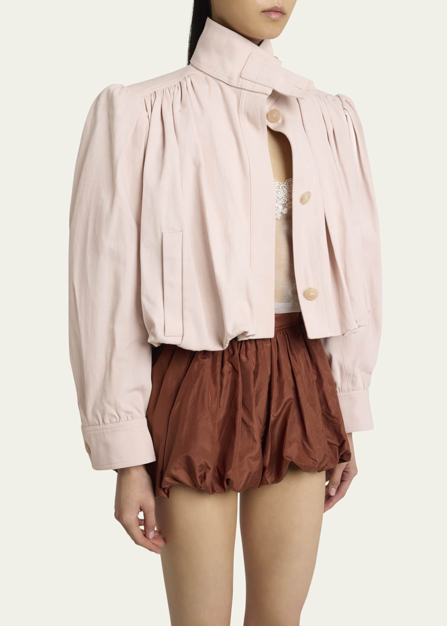 Chloe Pleated Sleeve Gathered Shoulders Jacket Image 4 of 5