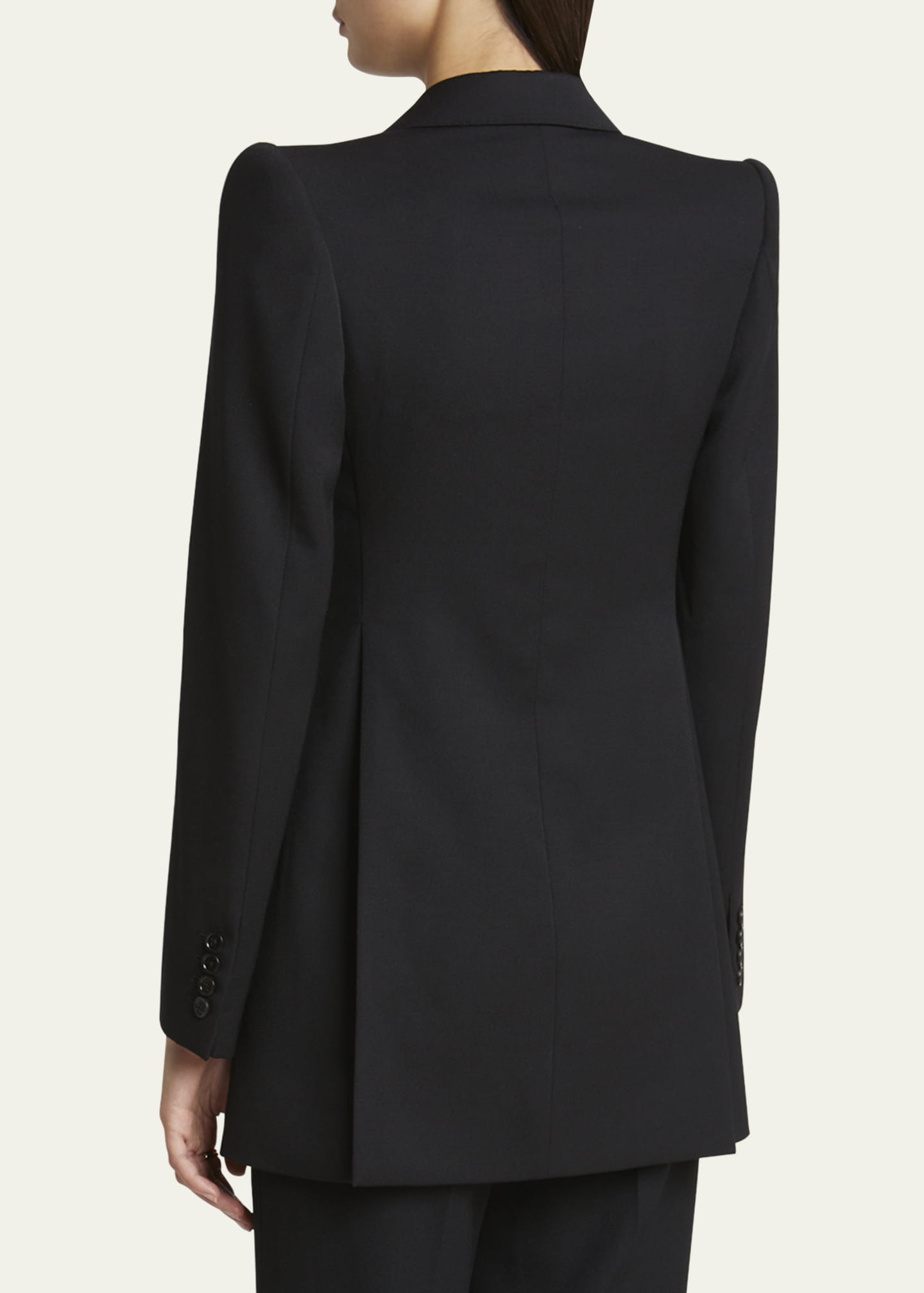 Double-Breasted Wool Tailored Jacket With Patch Pockets