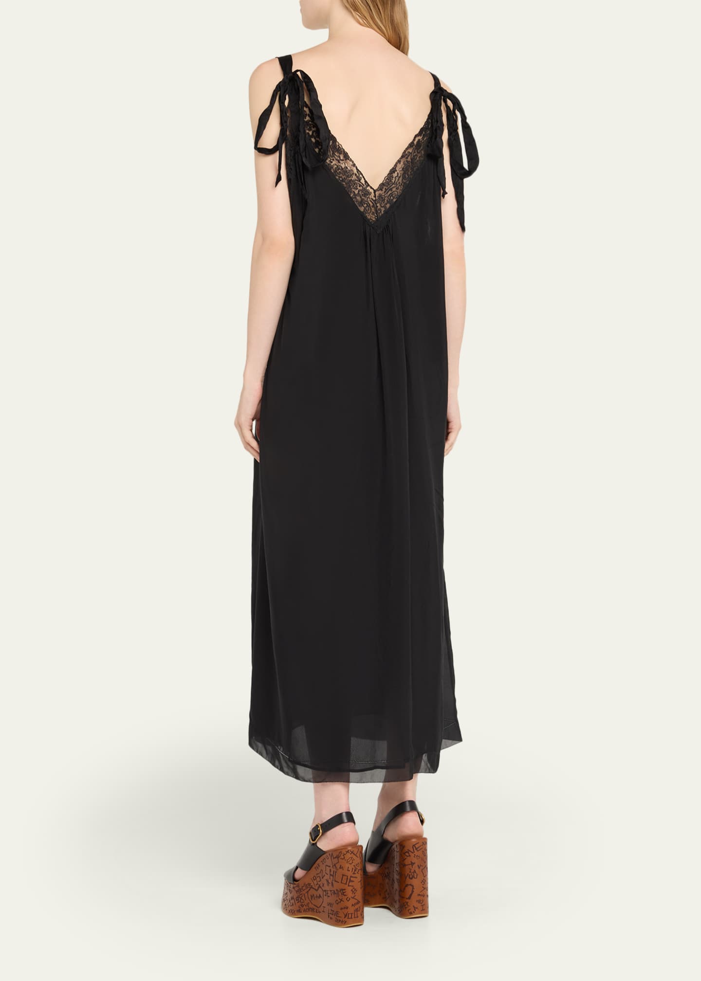 ワンピース ETMON Fringe Lace Slip Dress, Black OROTON | Lace Details | The Fringe Lace Slip Dress, a chic