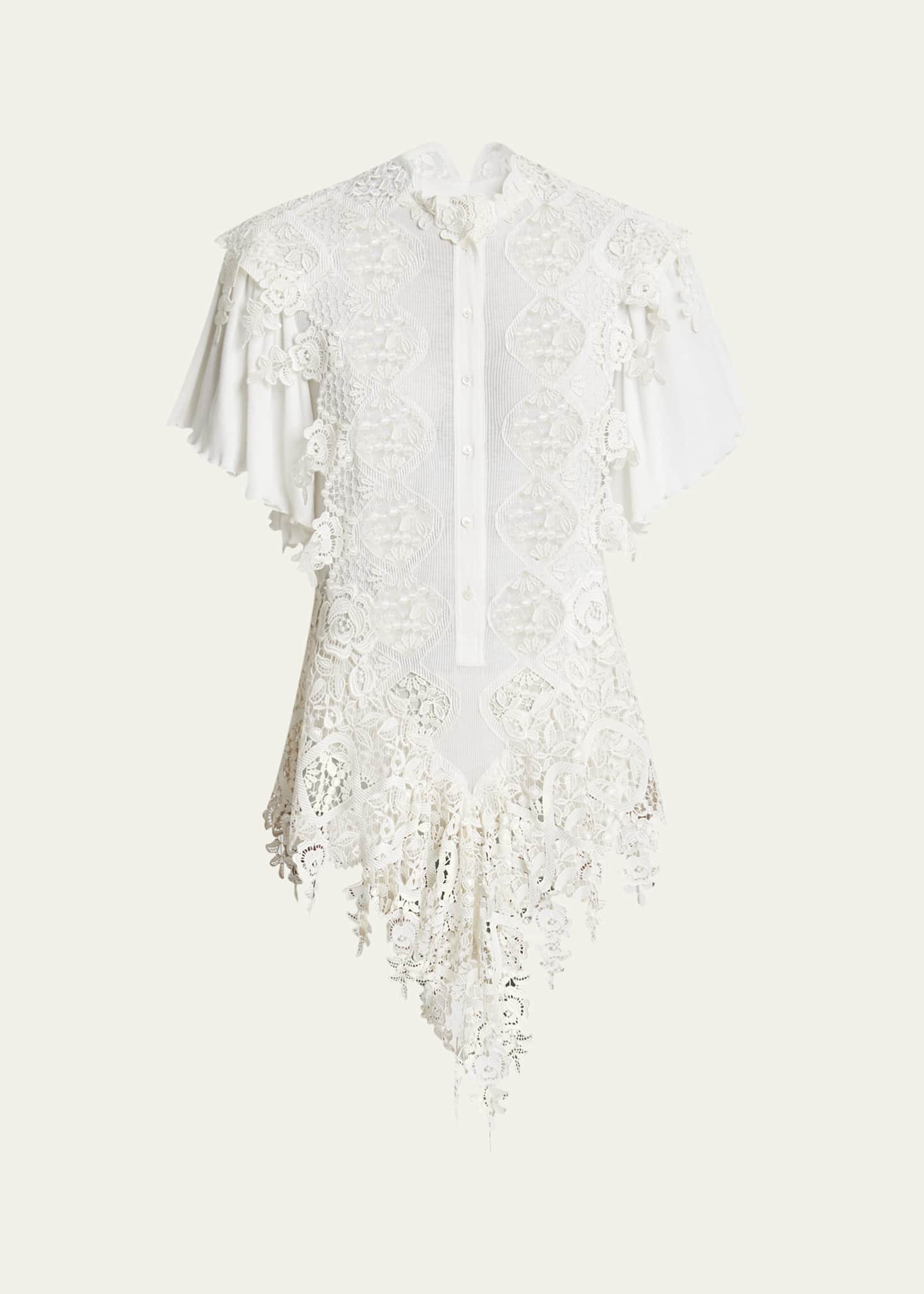 Chloe Guipure Lace Asymmetric Mini Dress Image 1 of 5