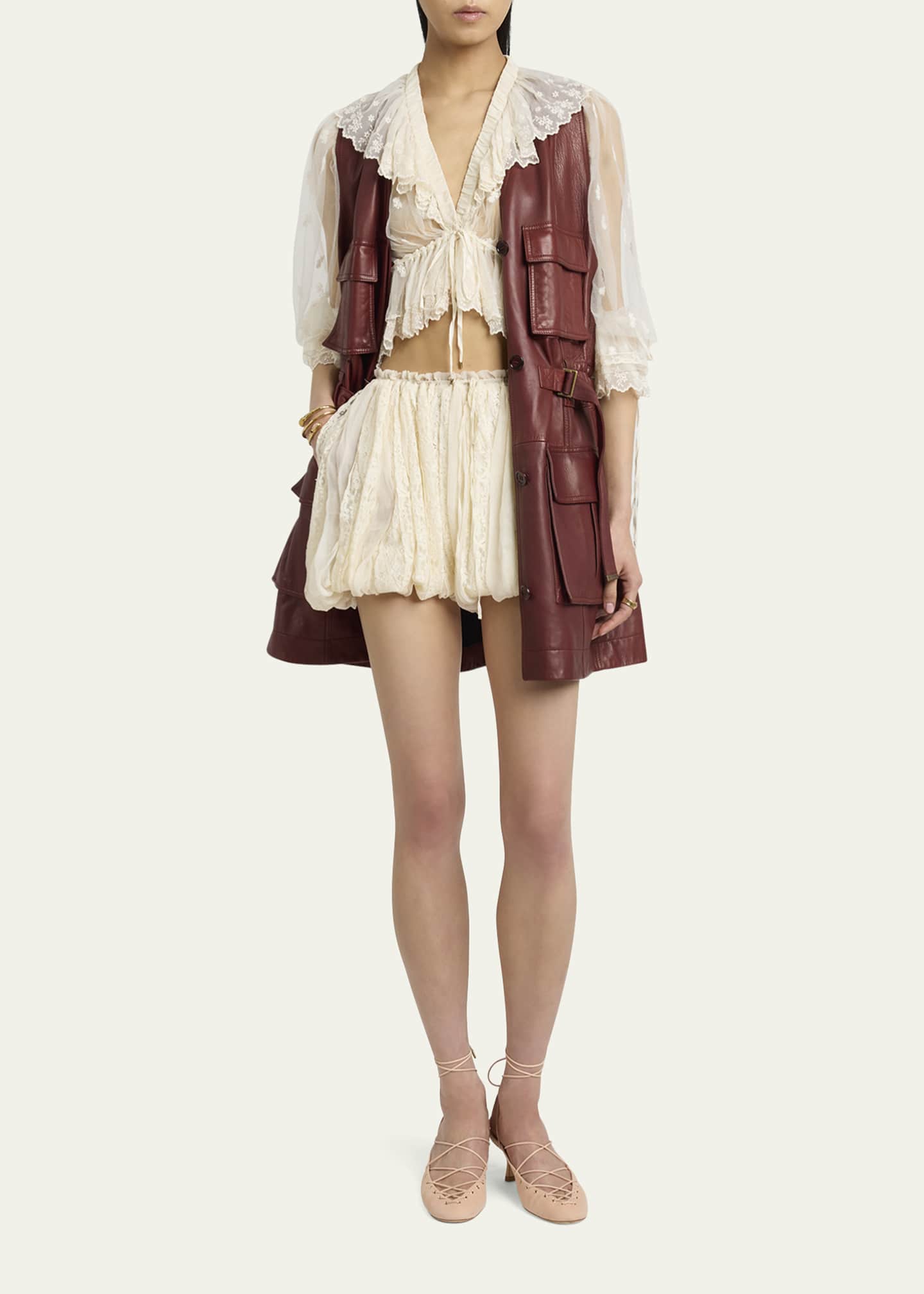 Chloe Mini Bloomy Floral Lace Drawstring Shorts Image 2 of 5