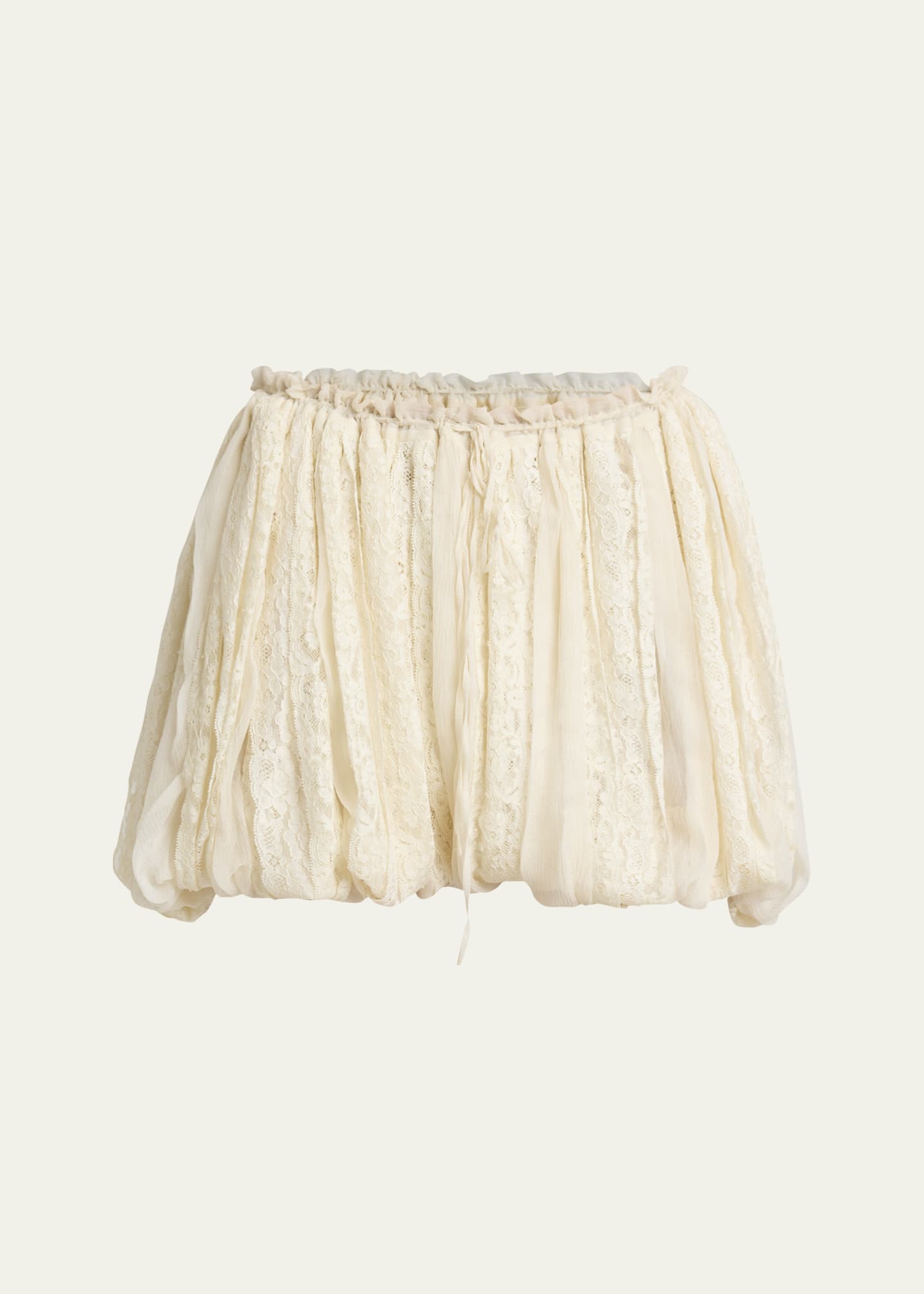 Chloe Mini Bloomy Floral Lace Drawstring Shorts Image 1 of 5