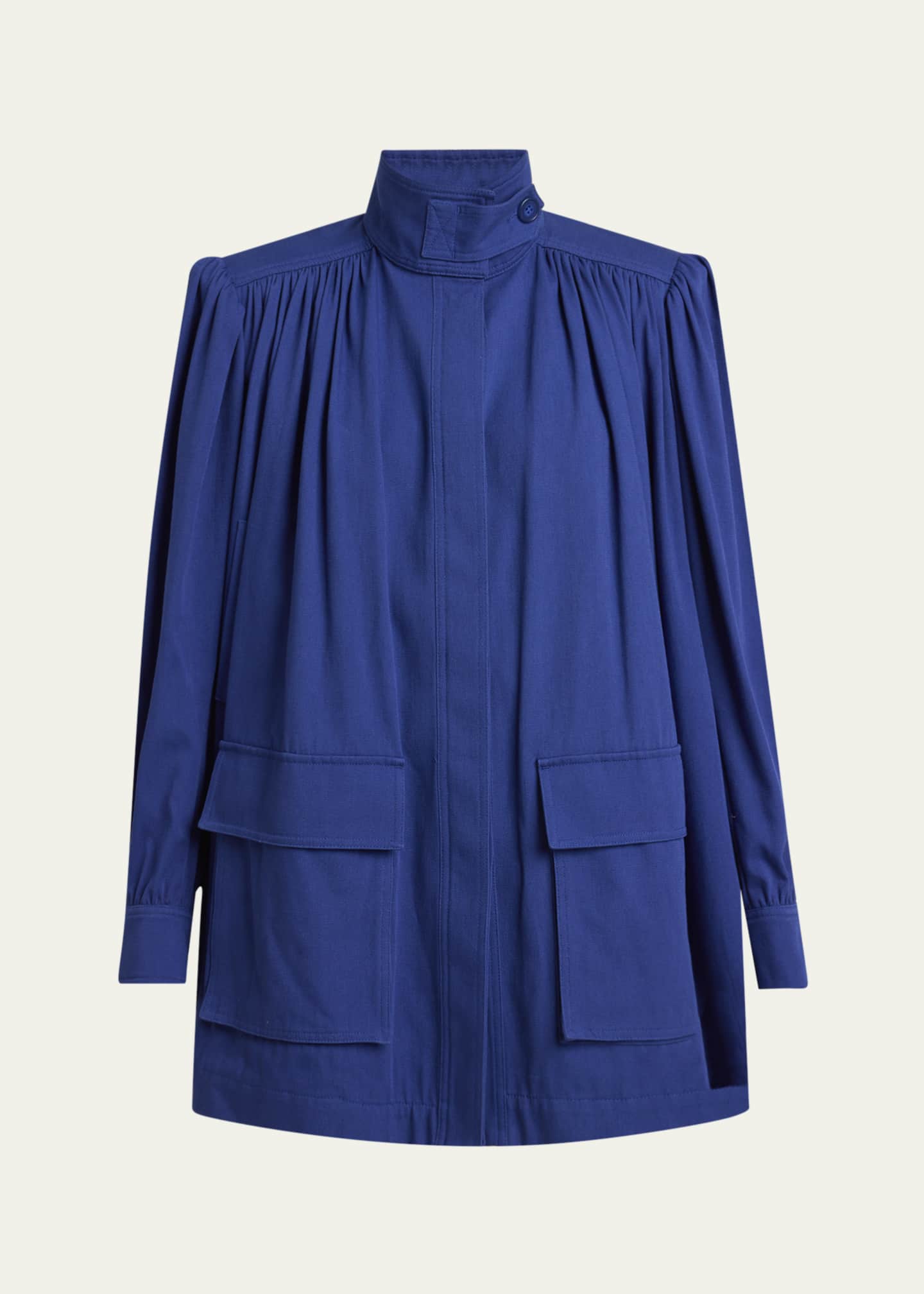 Chloe Gathered High Neck Utilitarian Canvas Jacket Image 1 of 5