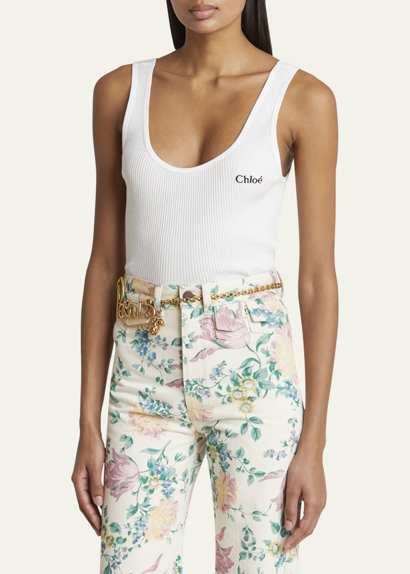 Chloe Logo Embroidered Tank Top Image 4 of 5