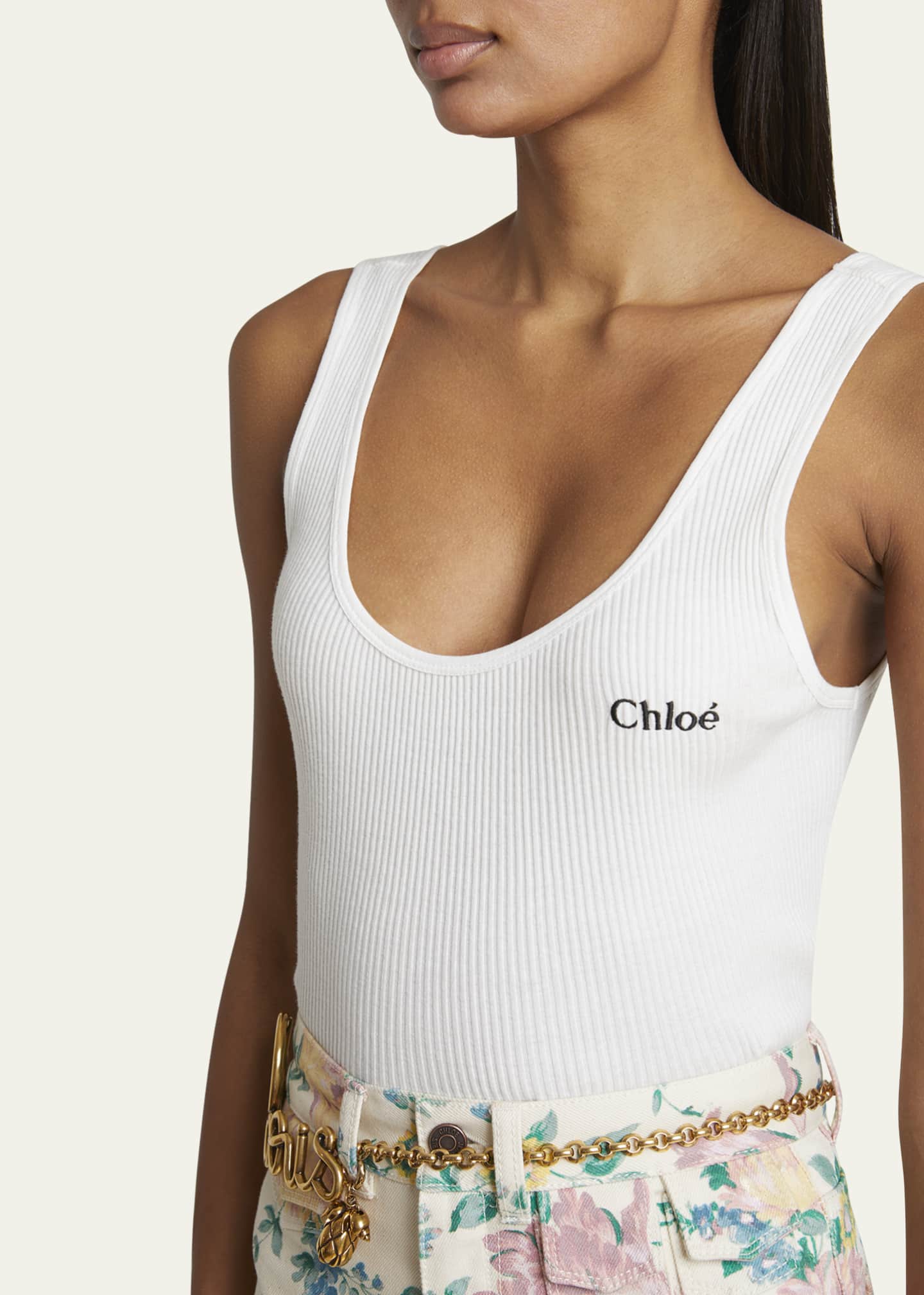 Chloe Logo Embroidered Tank Top Image 5 of 5
