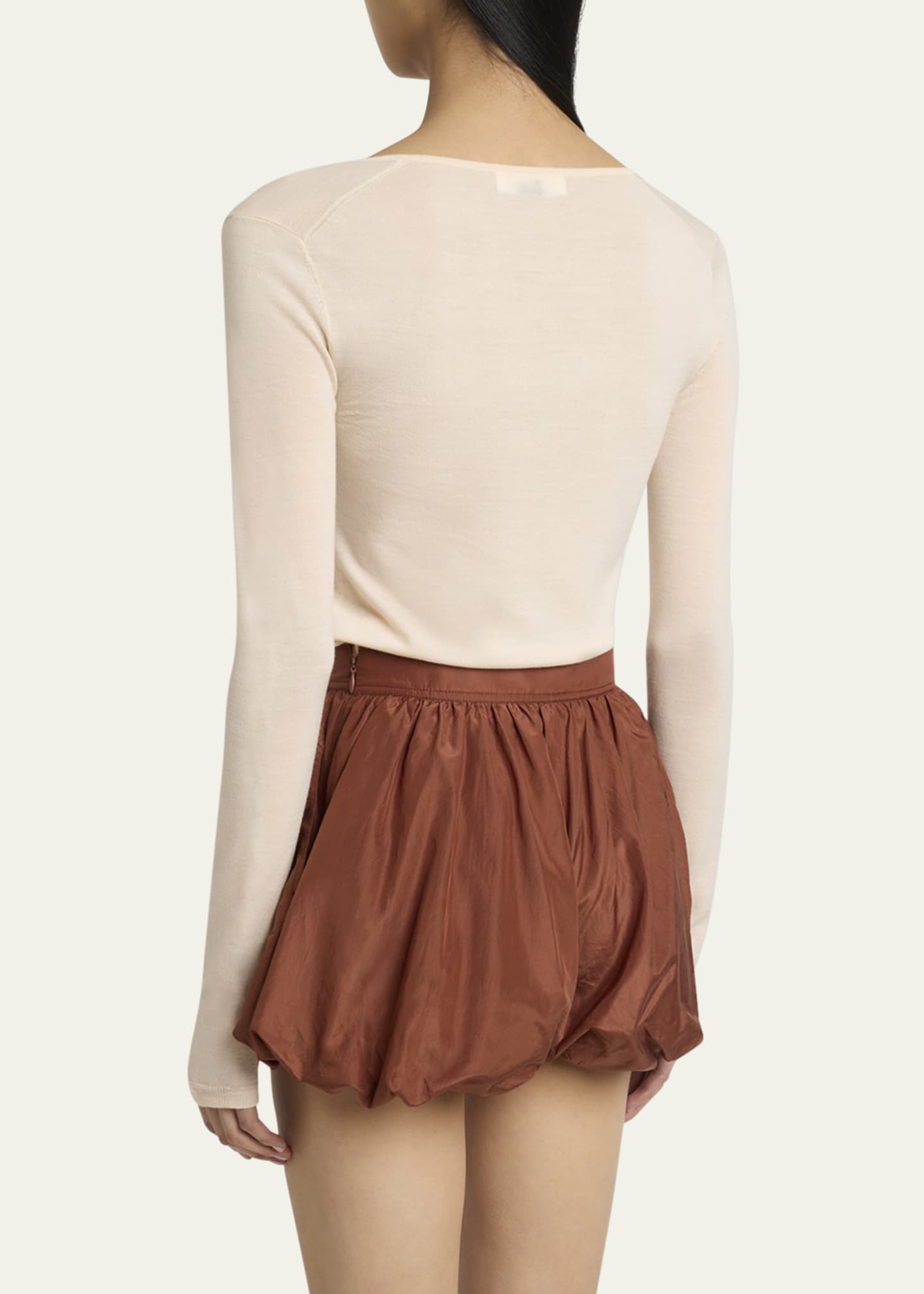 Chloe Scoop-Neck Fitted Wool Cardigan Image 3 of 5