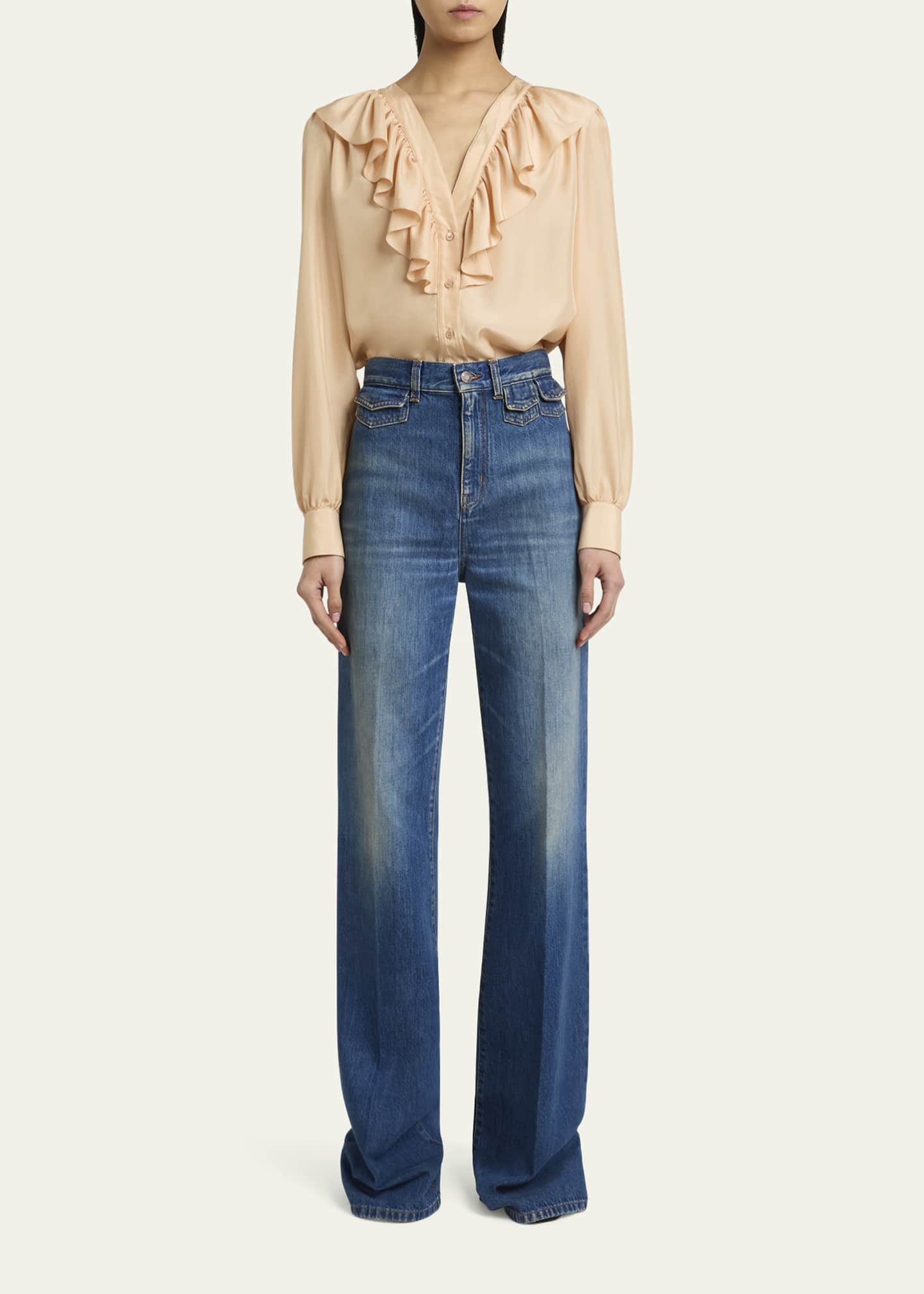 Chloe High-Waisted Flared Jeans with Flap Pockets Image 2 of 5