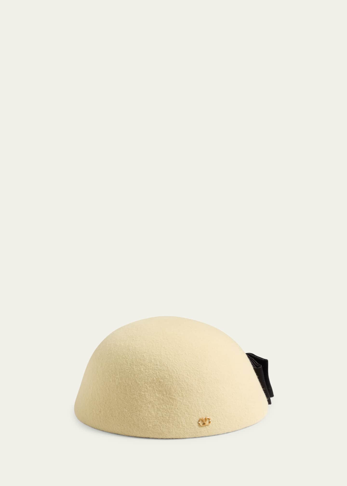 Valentino Garavani Dyed Rabbit Hair Bow Beret Image 2 of 3