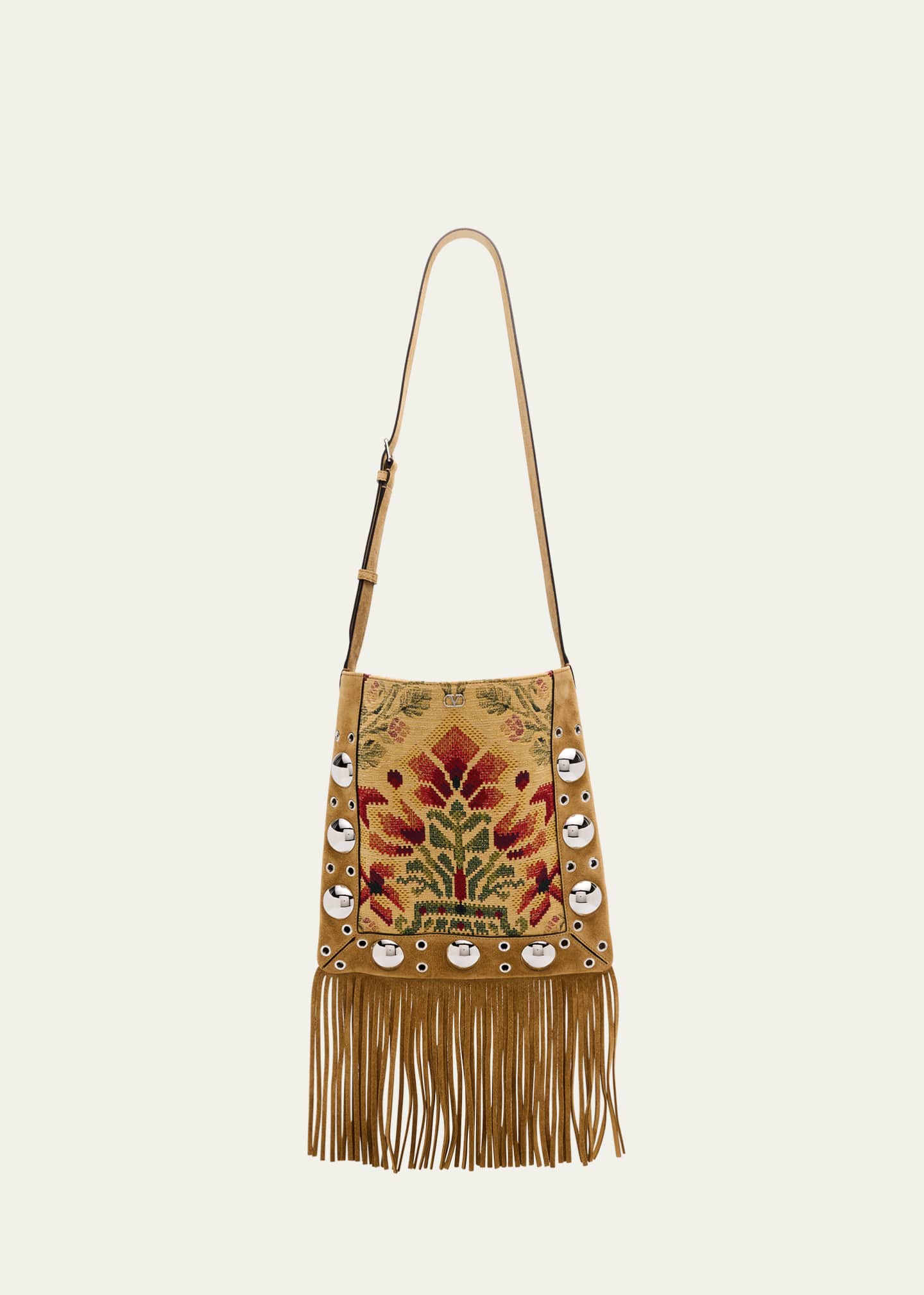 Valentino Garavani Nellcote Fringed Suede Crossbody Bag Image 1 of 6