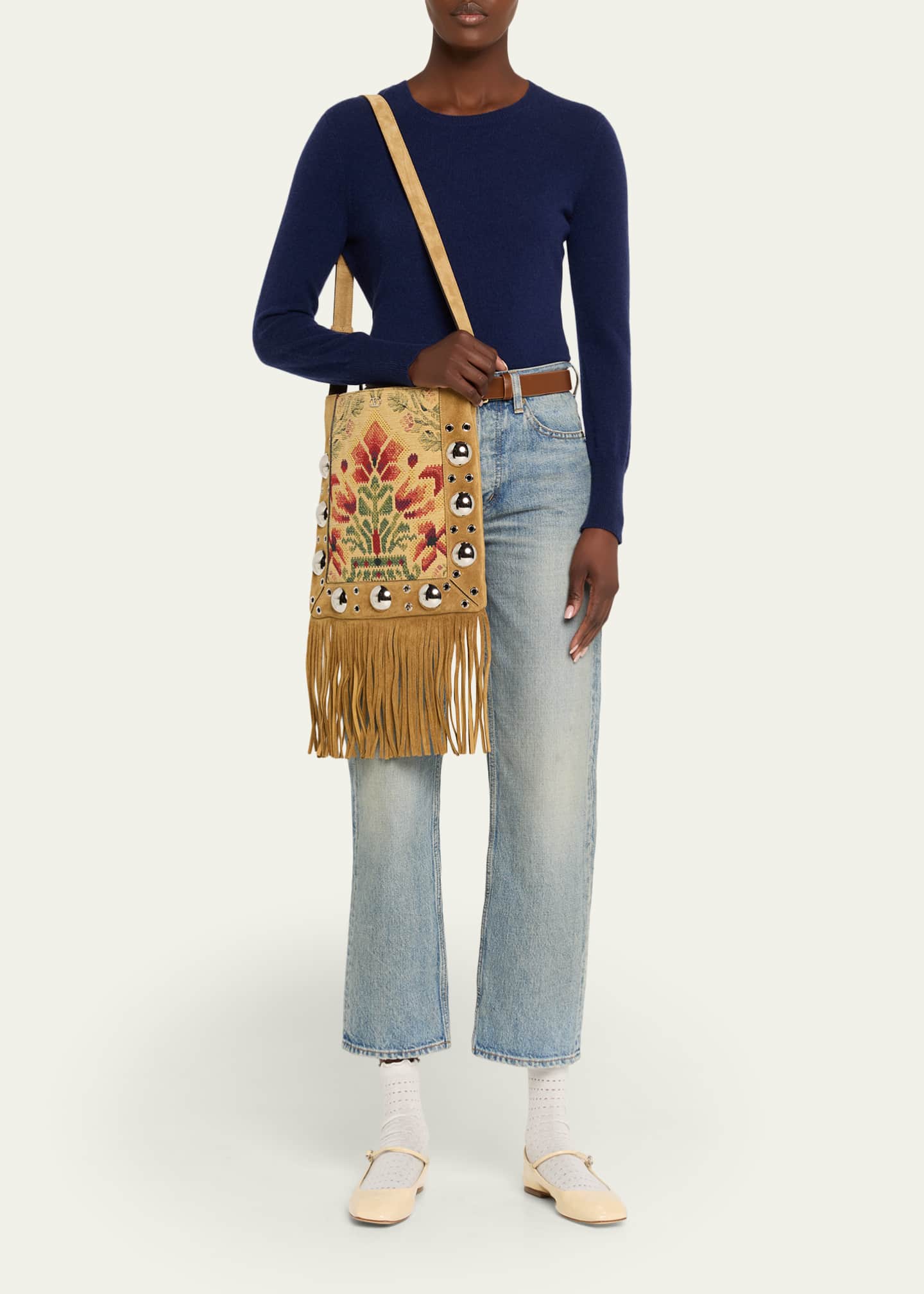 Nellcote Fringed Suede Crossbody Bag