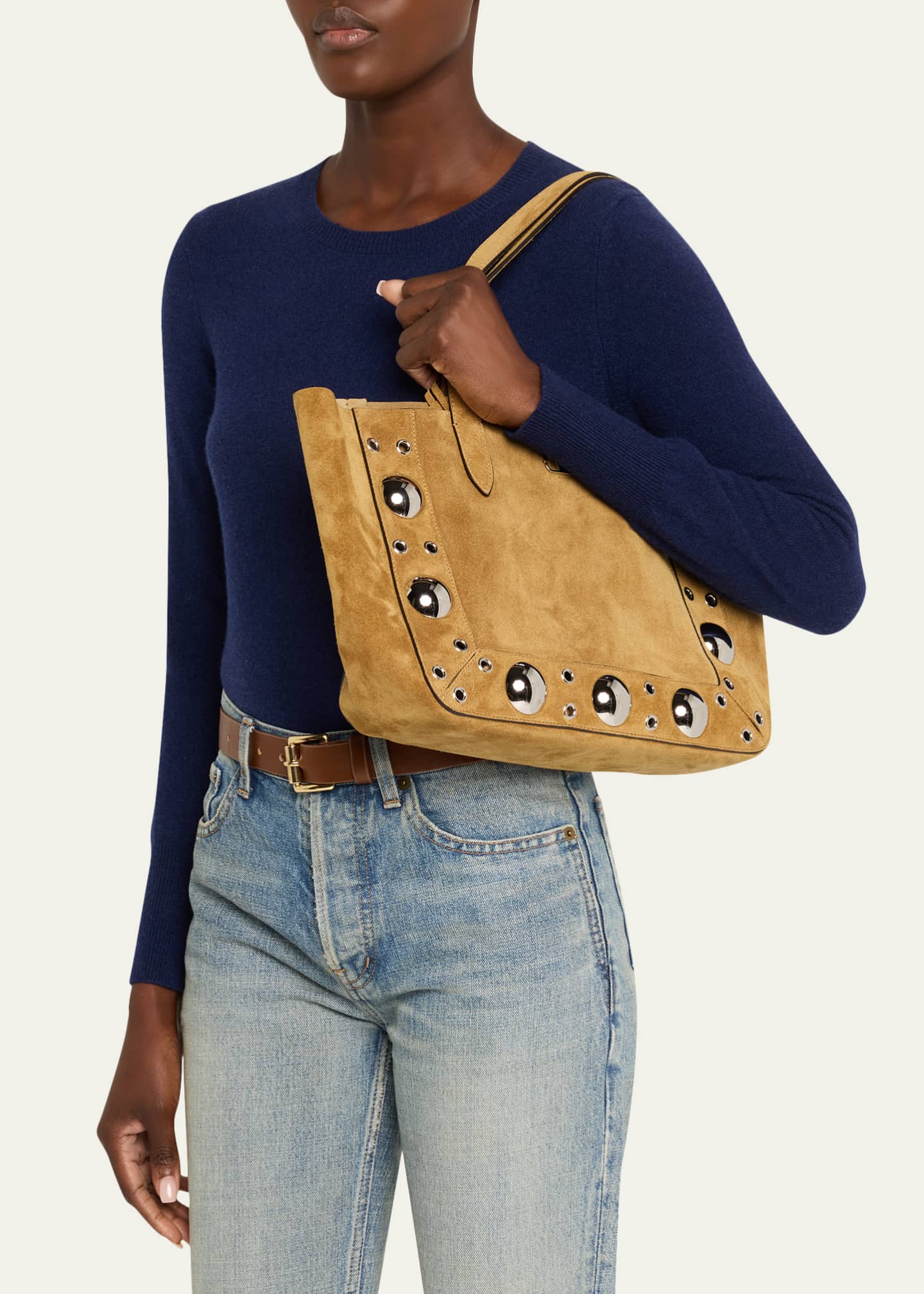 Valentino Garavani Nellcote Medium Studded Suede Tote Bag