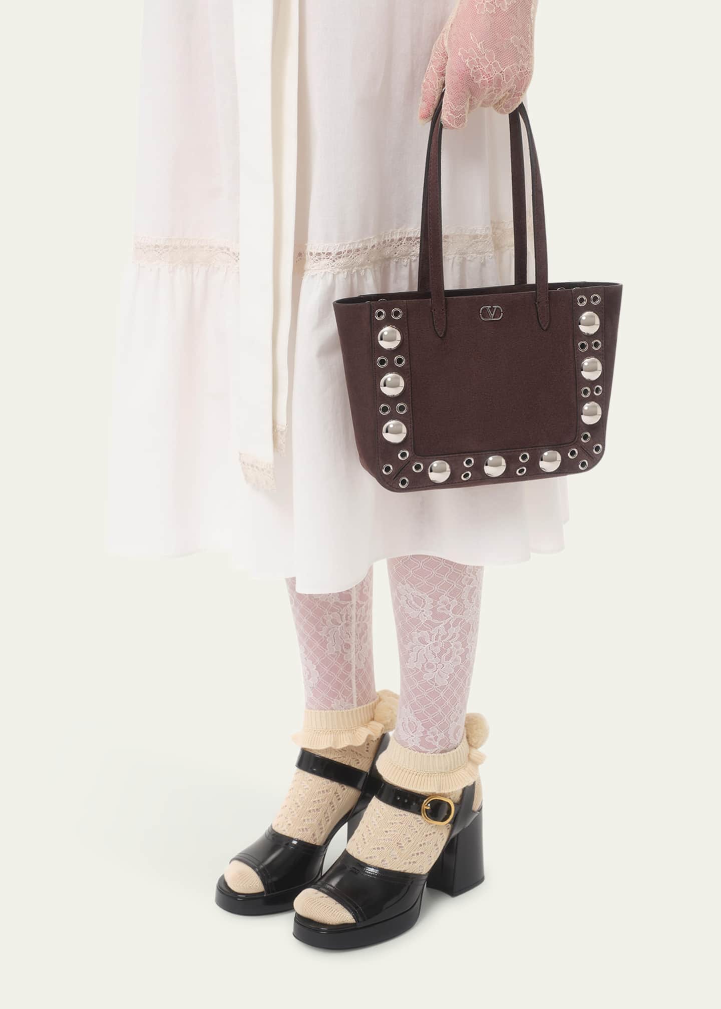 Valentino Garavani Nellcote Studded Suede Mini Tote Bag Image 2 of 5