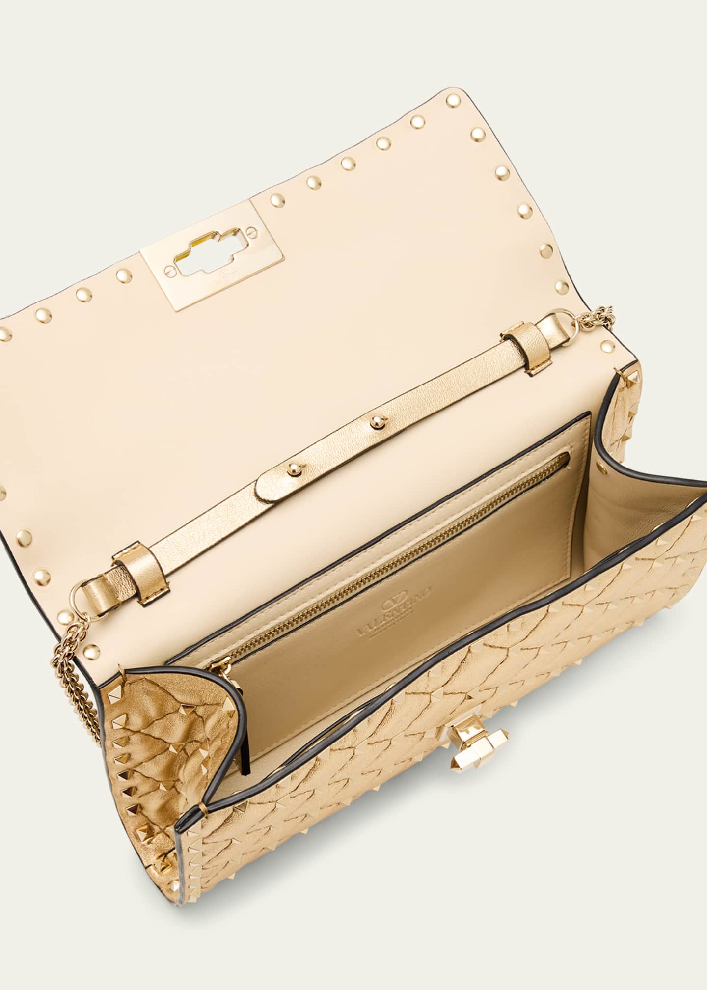 Valentino Garavani Quilted Rockstud Metallic Leather Shoulder Bag Image 2 of 4