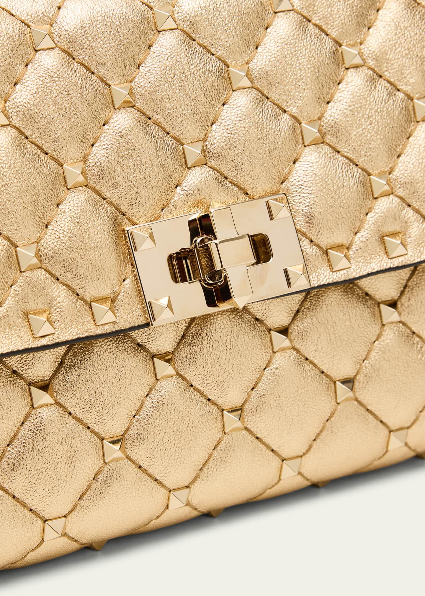 Valentino Garavani Quilted Rockstud Metallic Leather Shoulder Bag Image 4 of 4