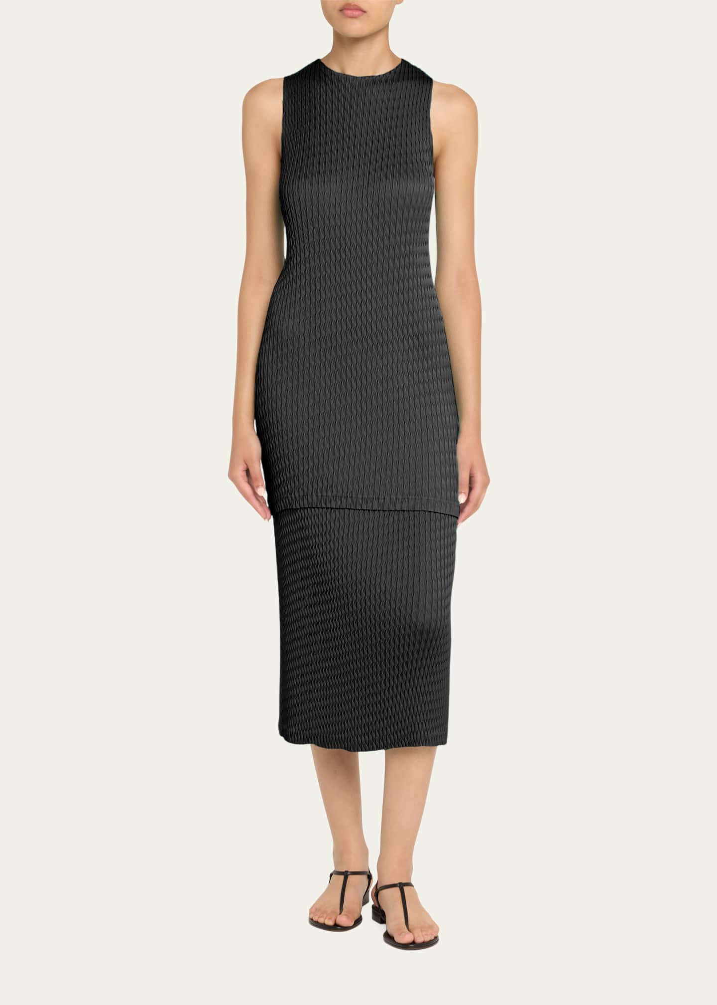 Issey Miyake Sleek Pleats Short Dress Image 2 of 5