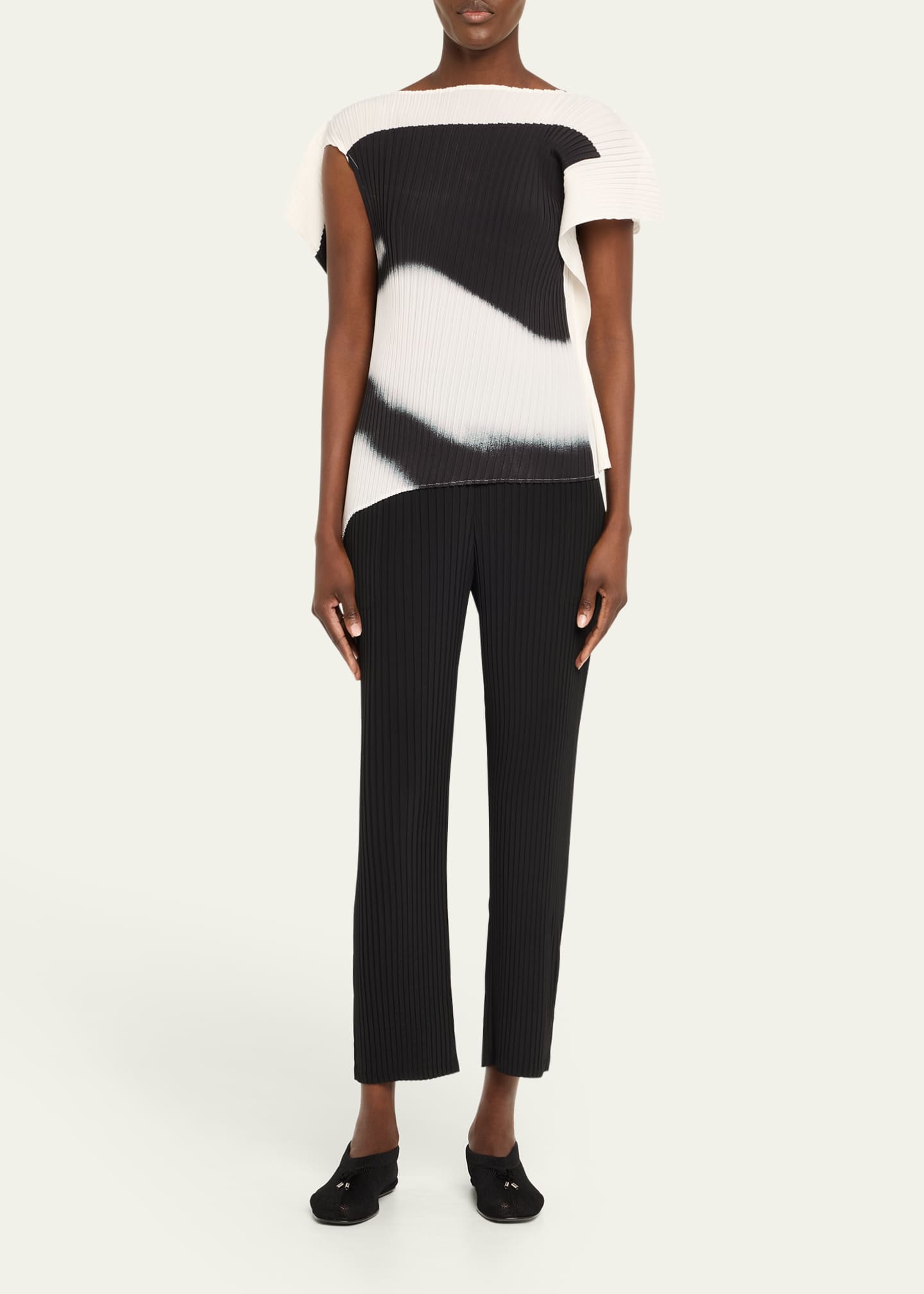 Issey Miyake Shadow Study Pleated Asymmetric Top Image 2 of 5