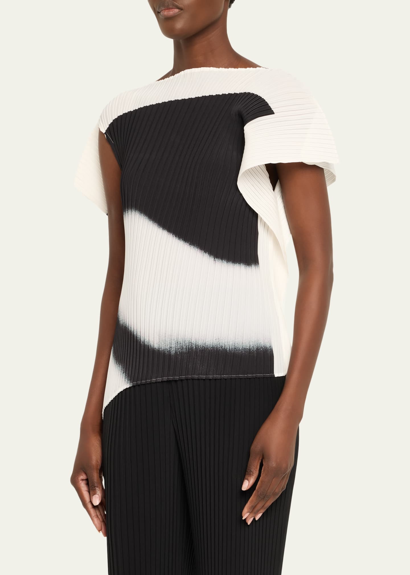 Issey Miyake Shadow Study Pleated Asymmetric Top Image 4 of 5