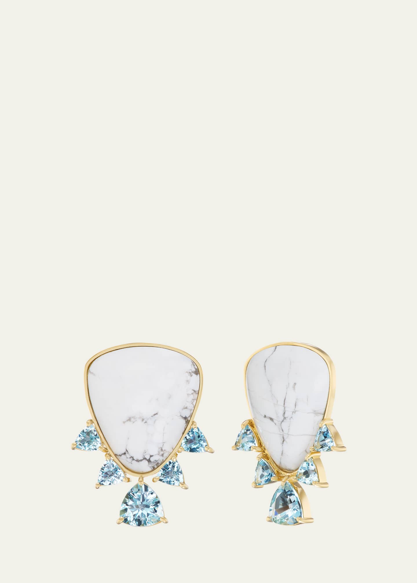 Emily P. Wheeler 18K Yellow Gold Hourglass Earrings with Aquamarine and Howlite