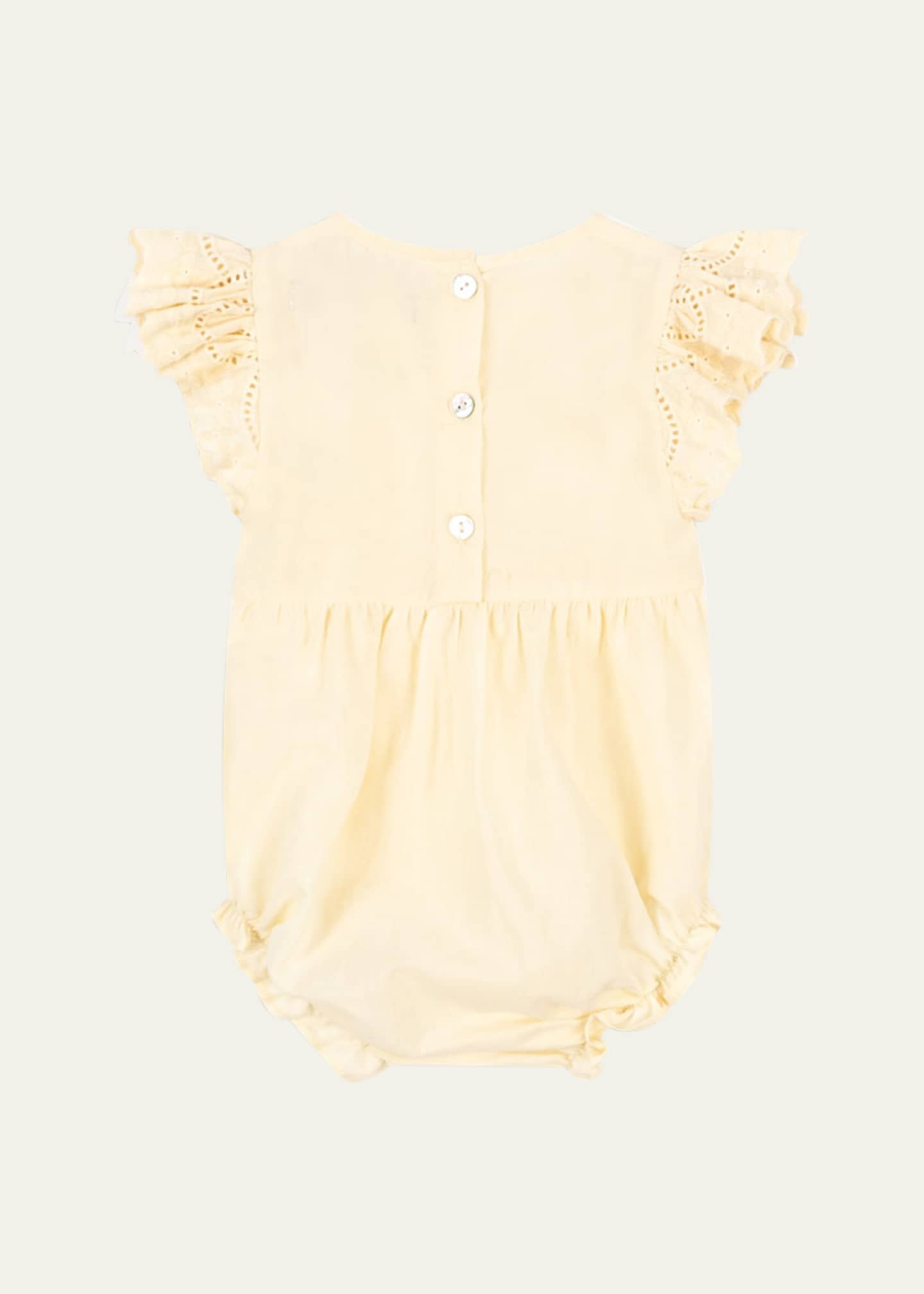 Konges Slojd Girl's Posey Scallop-Trim Romper, Size 3M-18M Image 2 of 3
