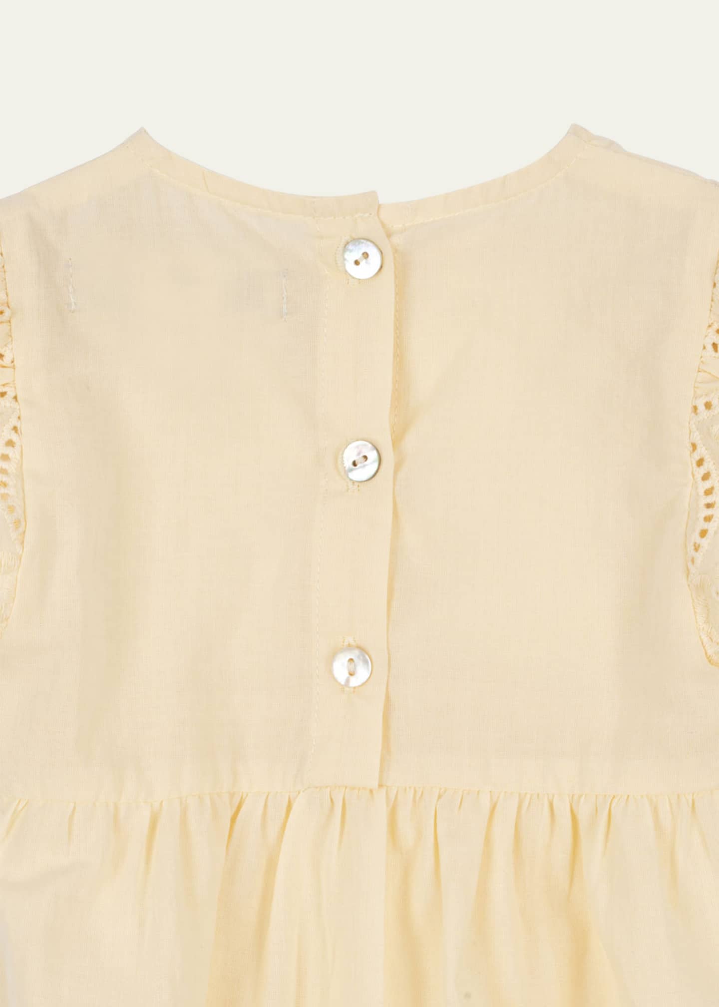 Konges Slojd Girl's Posey Scallop-Trim Romper, Size 3M-18M Image 3 of 3