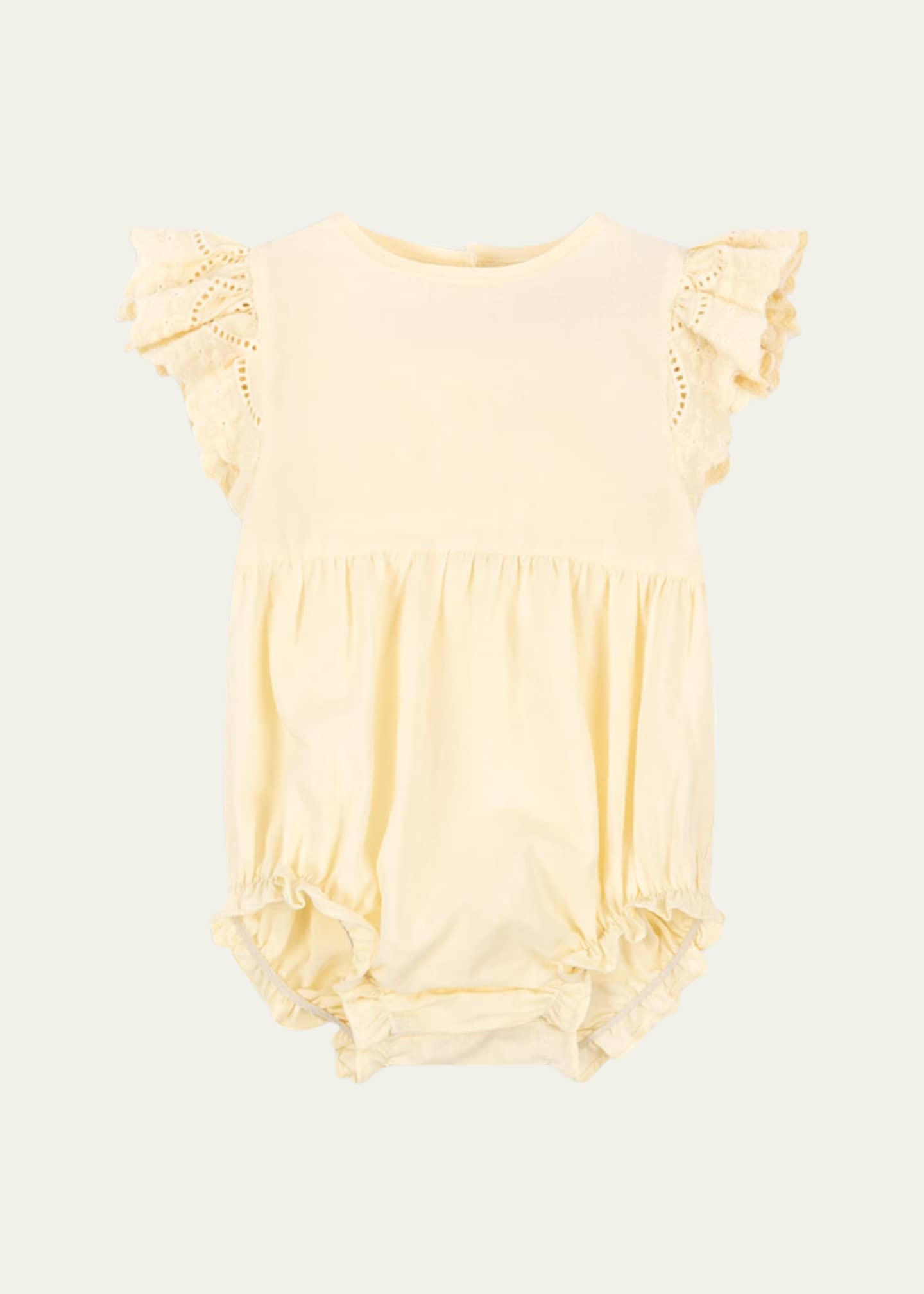 Konges Slojd Girl's Posey Scallop-Trim Romper, Size 3M-18M Image 1 of 3