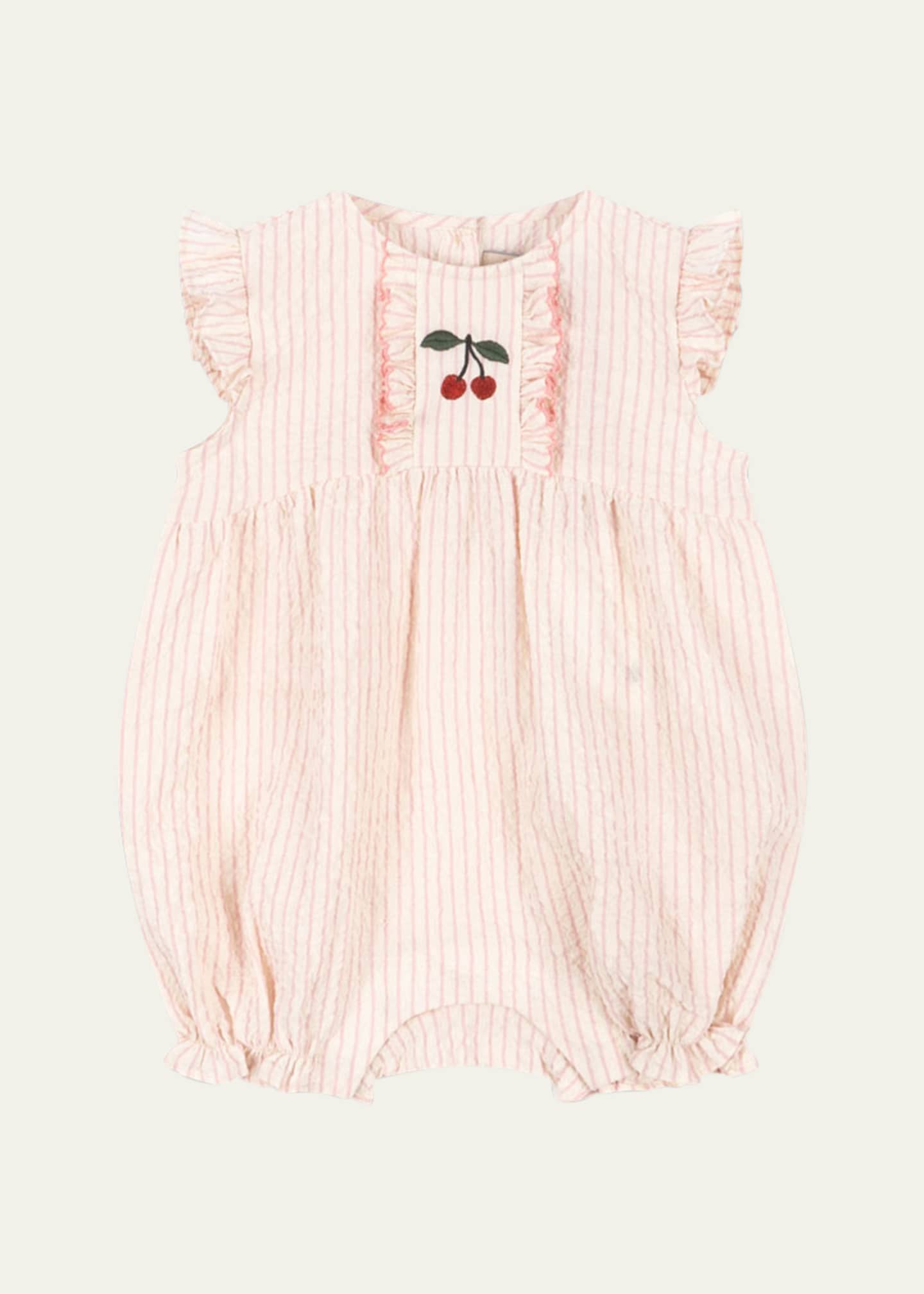 Konges Slojd Girl's Striped Ellie Bubble Romper, Size 3M-18M Image 1 of 3