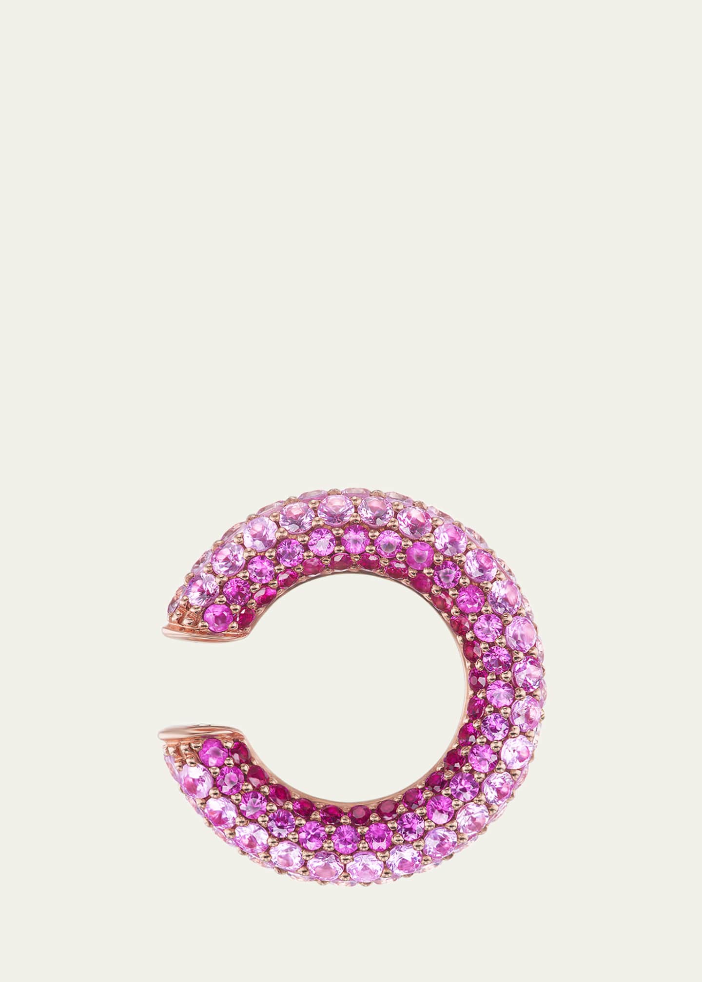 Emily P. Wheeler 18K Rose Gold Flamingo Ear Cuff with Pink Sapphires and Rubies