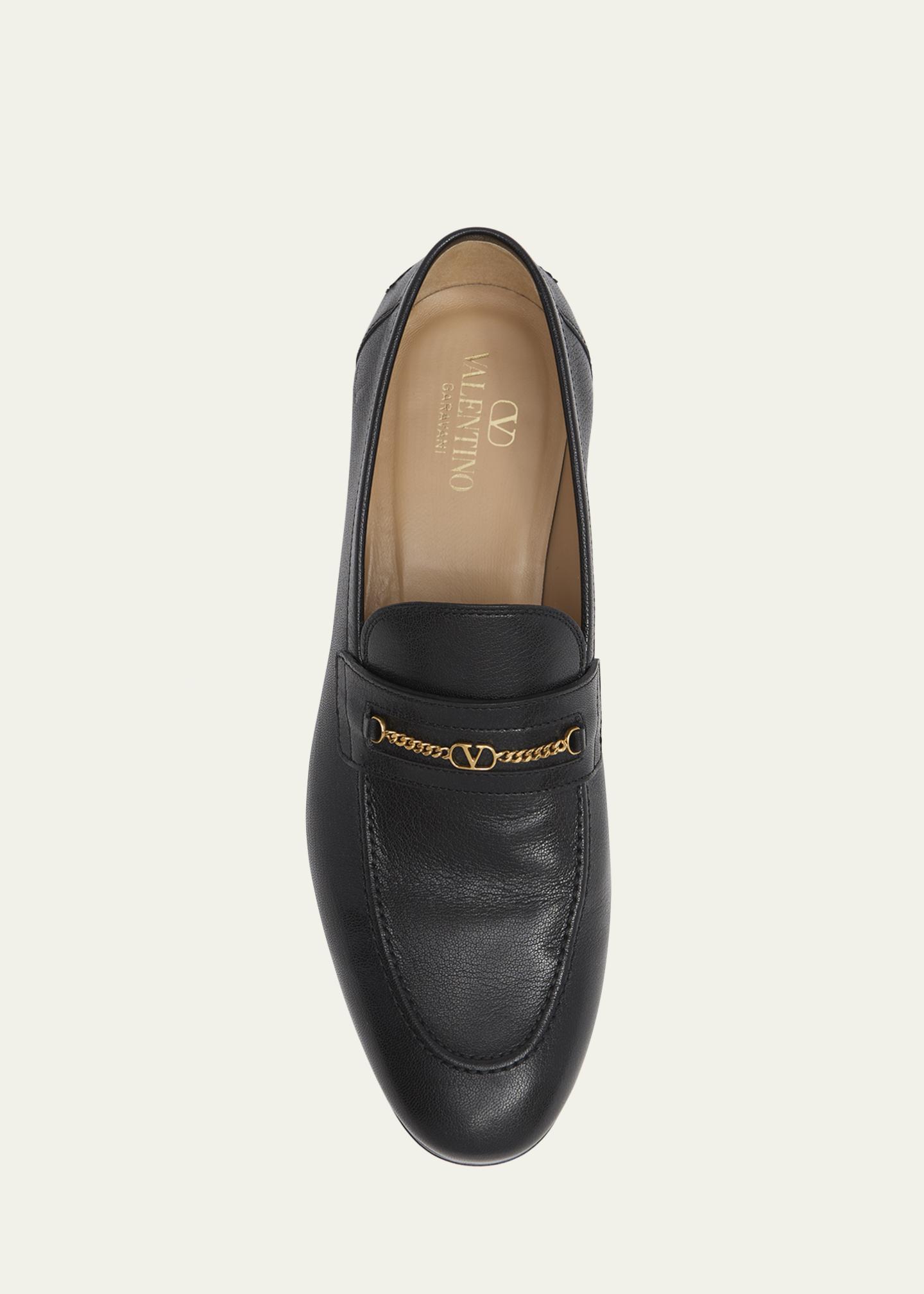 Valentino Garavani Men's Leather VLogo Chain Bit Loafers