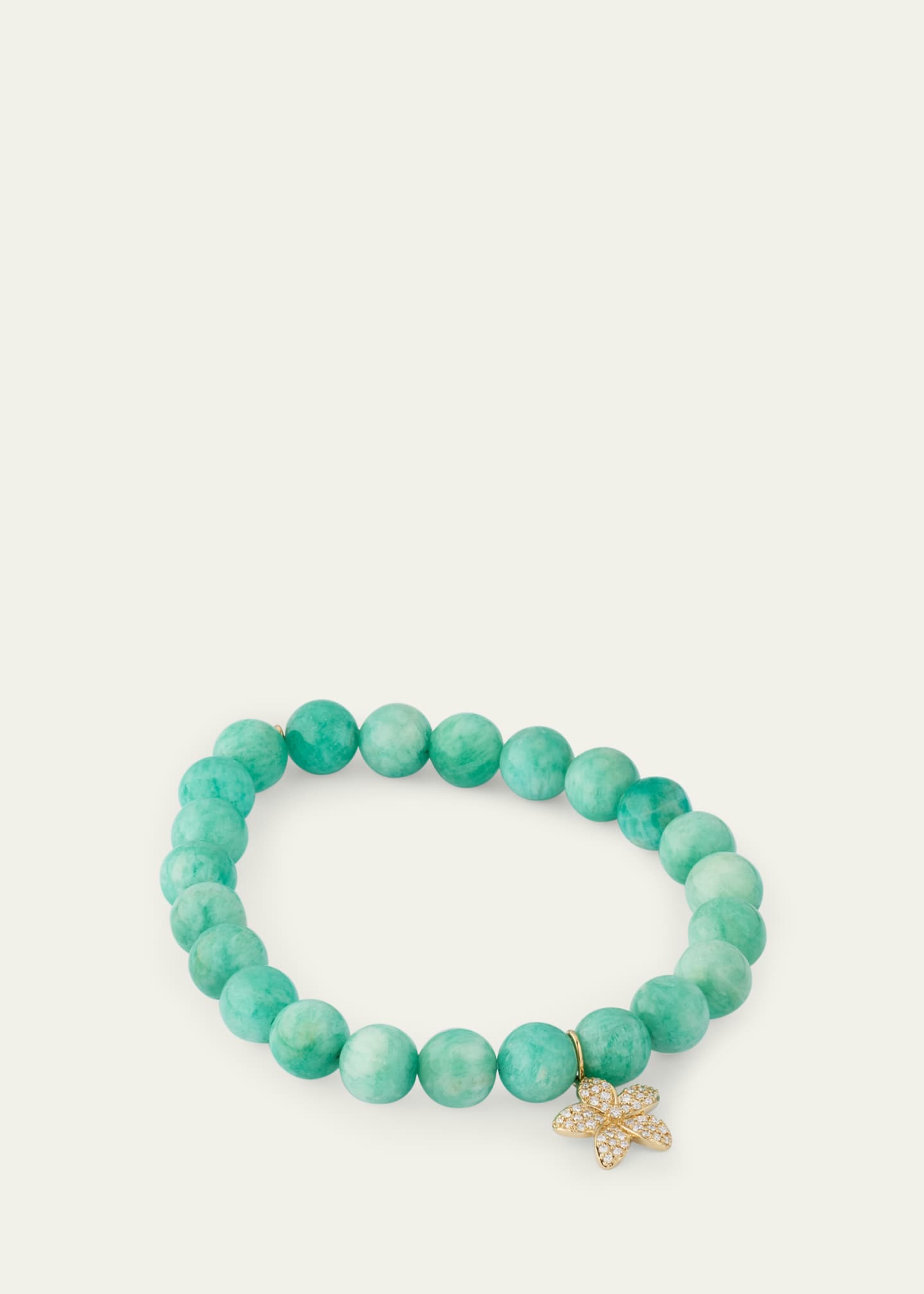 Sydney Evan 14K Yellow Gold Plumeria Charm and Russian Amazonite Bead Bracelet Image 4 of 4