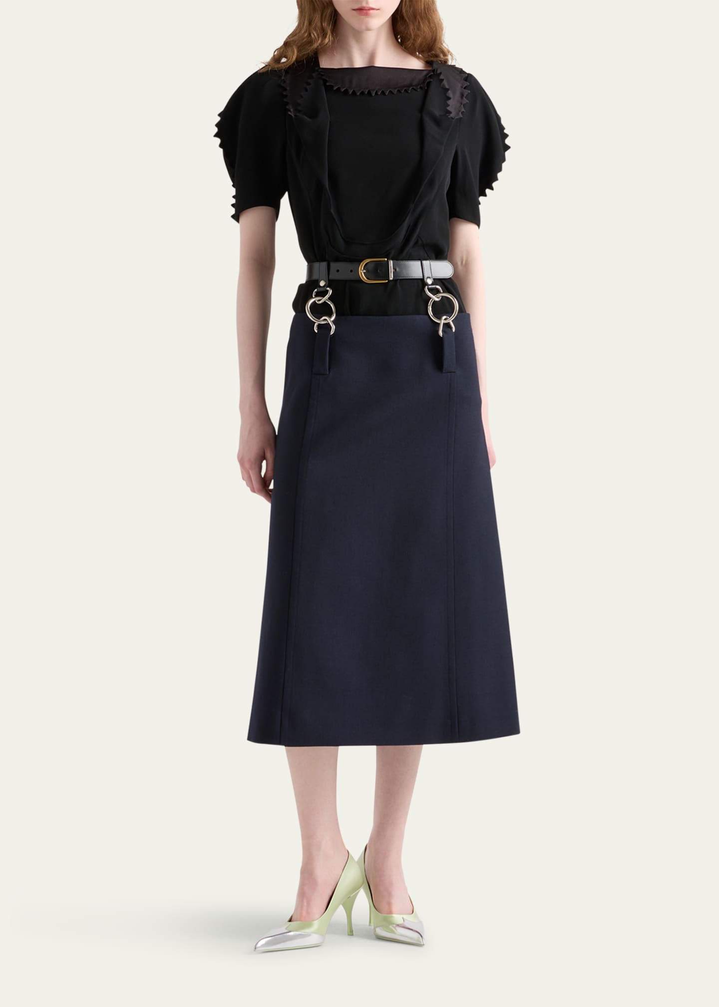 Prada Puffy-Sleeve Cady Crepe Top Image 2 of 5