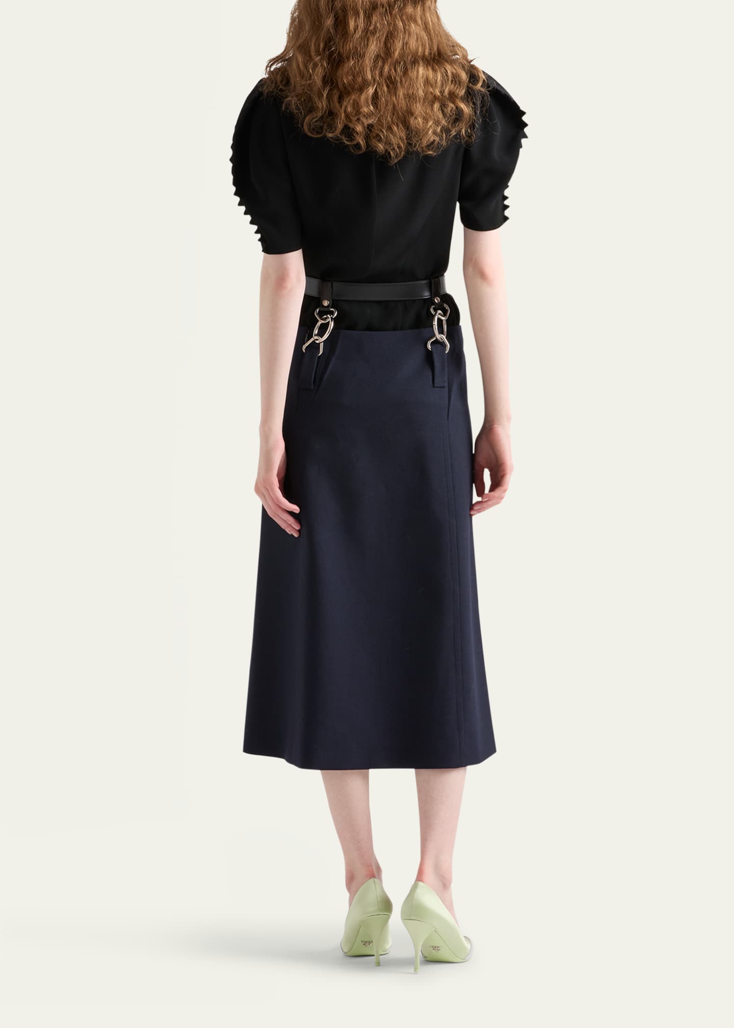 Prada Puffy-Sleeve Cady Crepe Top Image 3 of 5