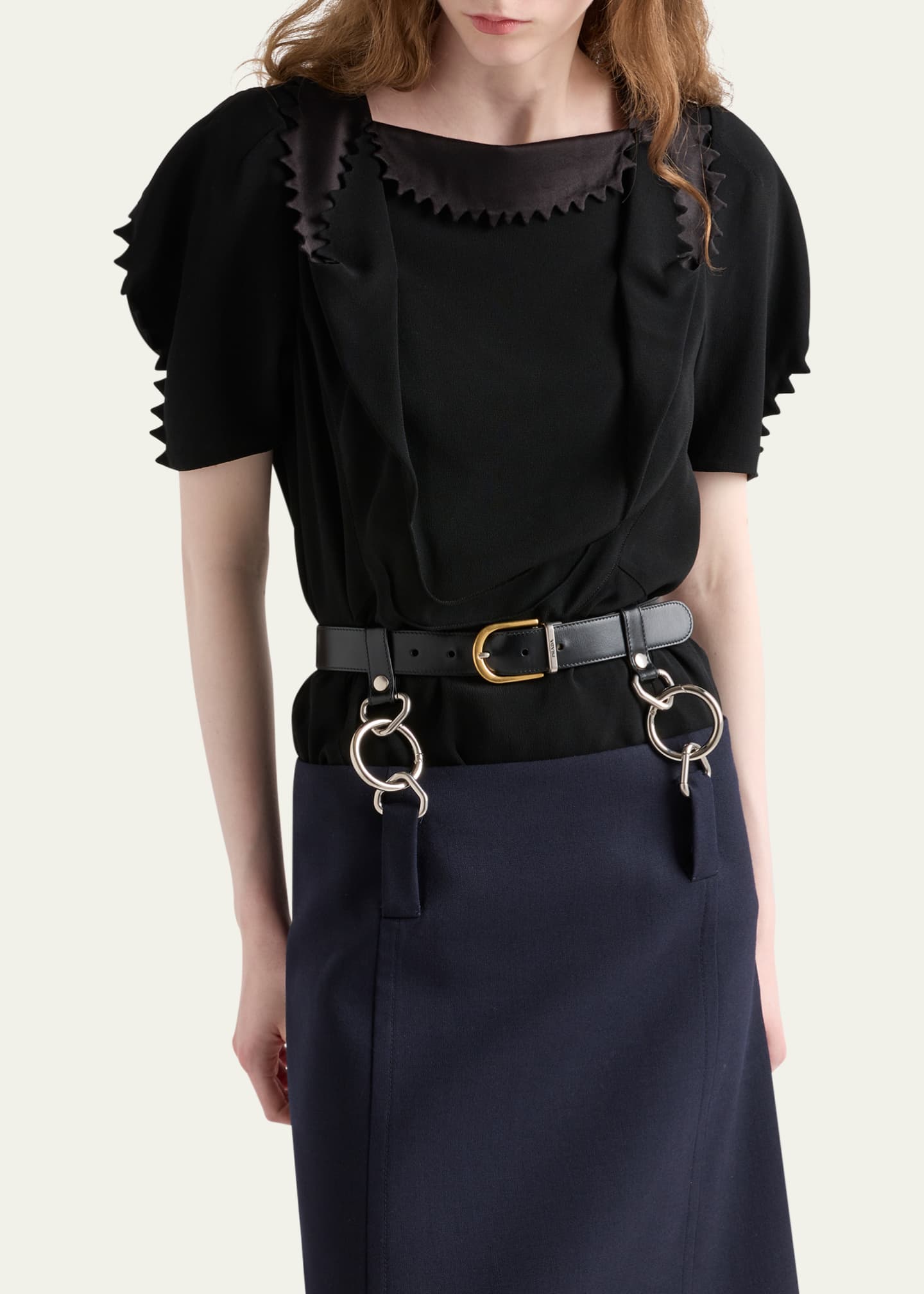 Prada Puffy-Sleeve Cady Crepe Top Image 4 of 5