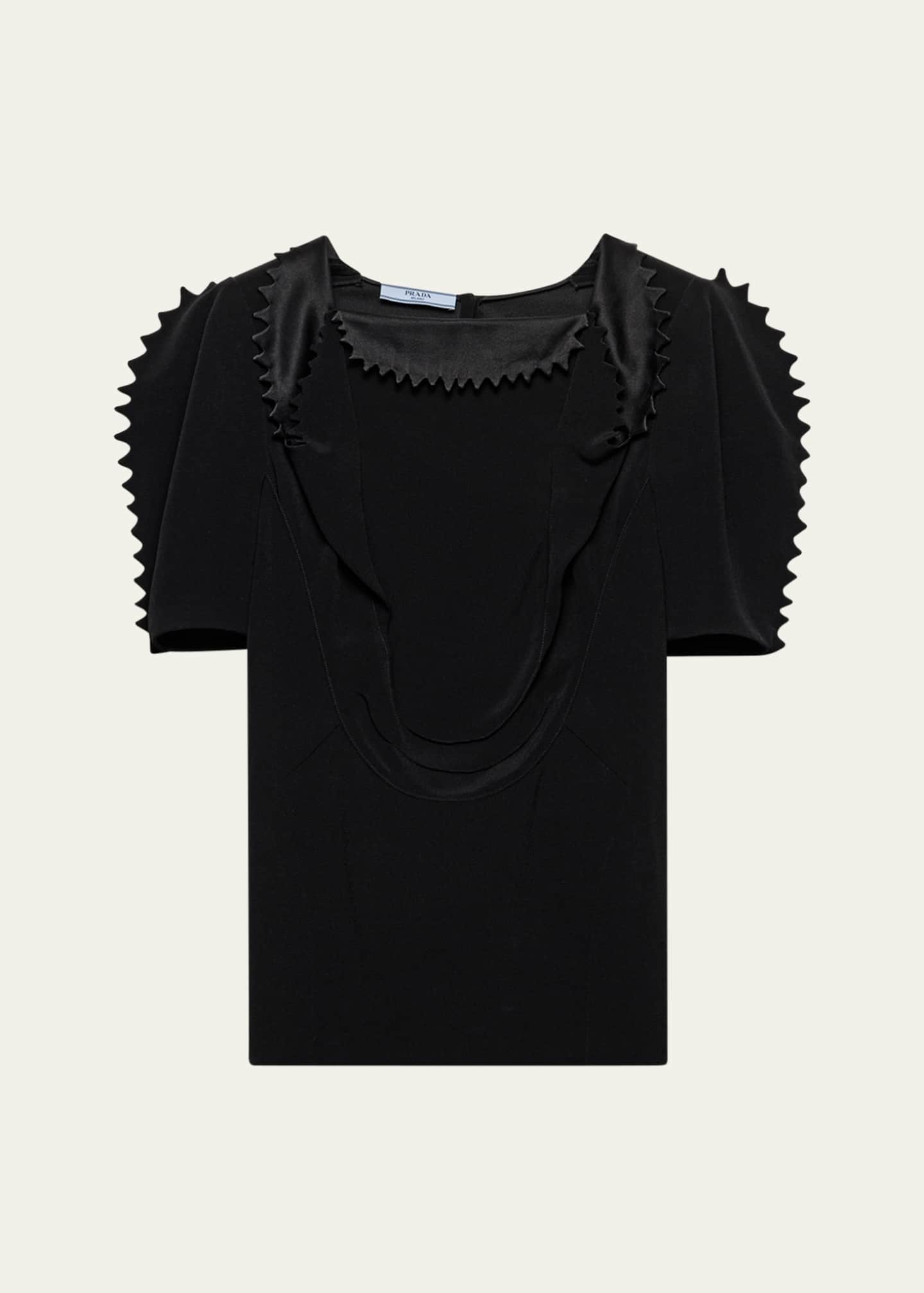 Prada Puffy-Sleeve Cady Crepe Top Image 1 of 5