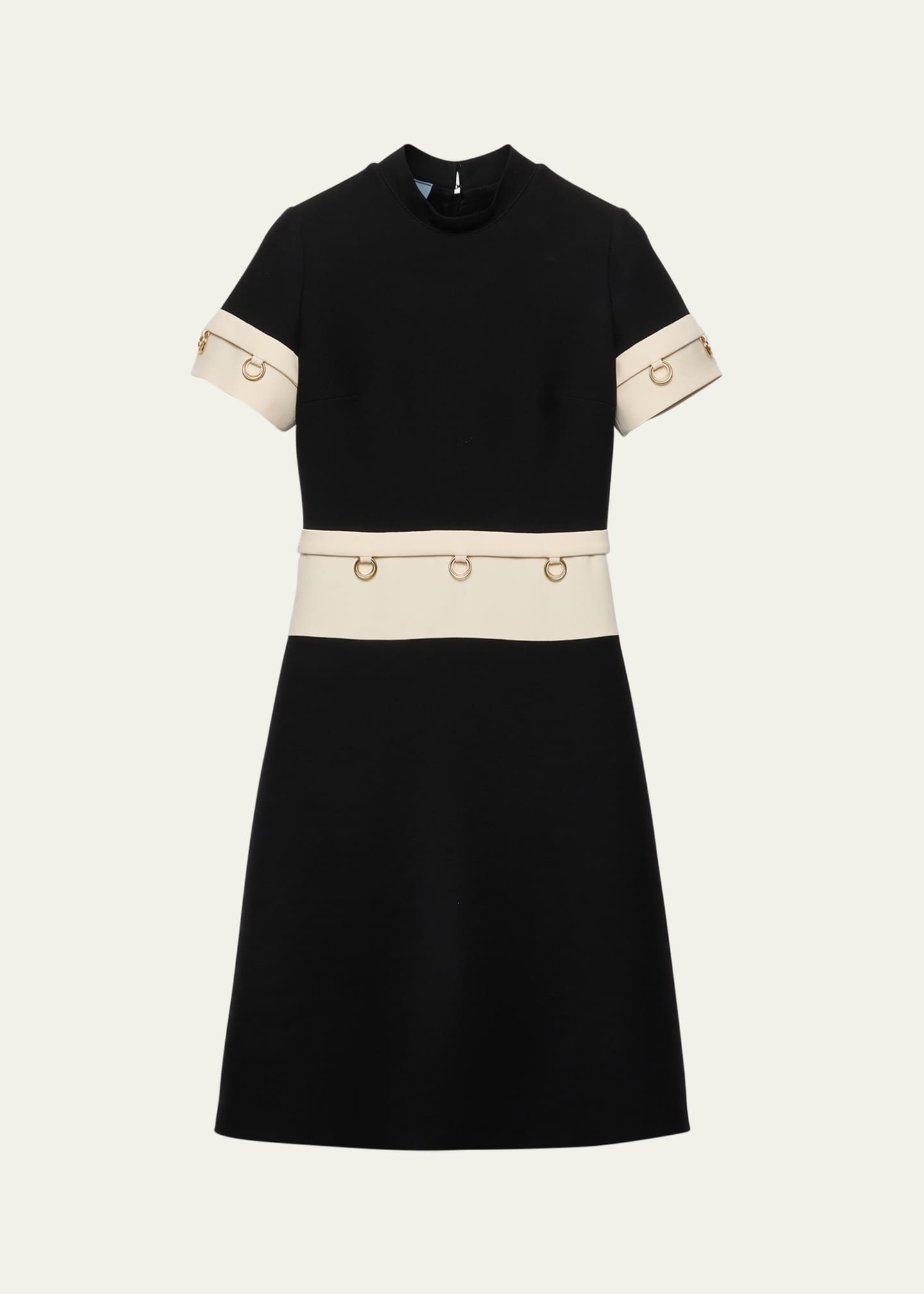Prada Metal Ring Tricotine Wool Midi Dress Image 1 of 4
