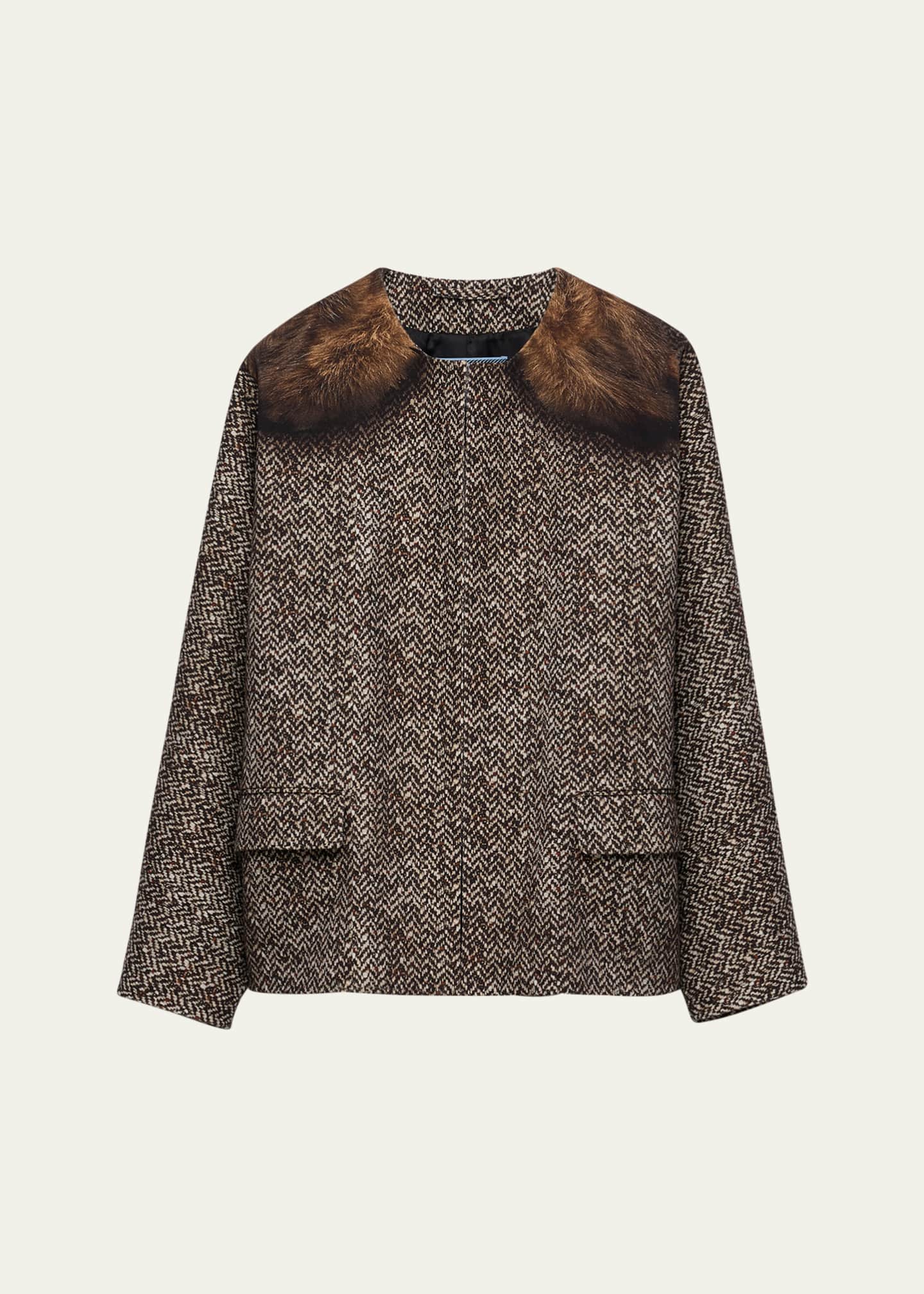 Prada Printed Drill Caban Jacket Image 1 of 4