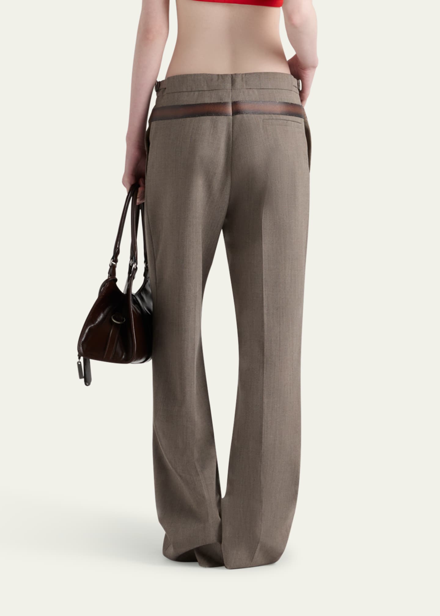 Prada Inset Belt Wool Pants Image 3 of 4